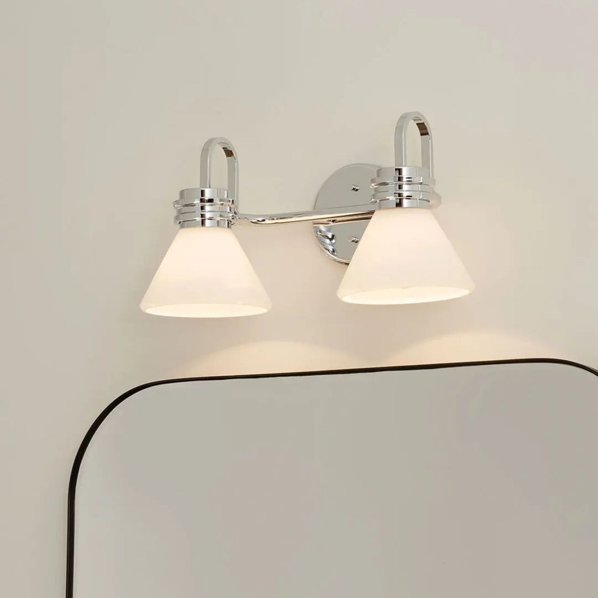 Farum 19" 2-Light Bath Vanity Light, Champagne Bronze Finish, Etched Glass