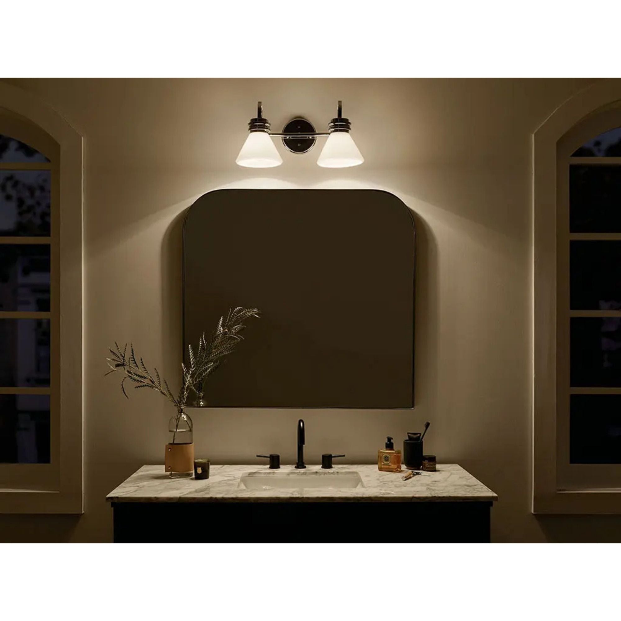 Farum 19" 2-Light Bath Vanity Light, Champagne Bronze Finish, Clear Glass