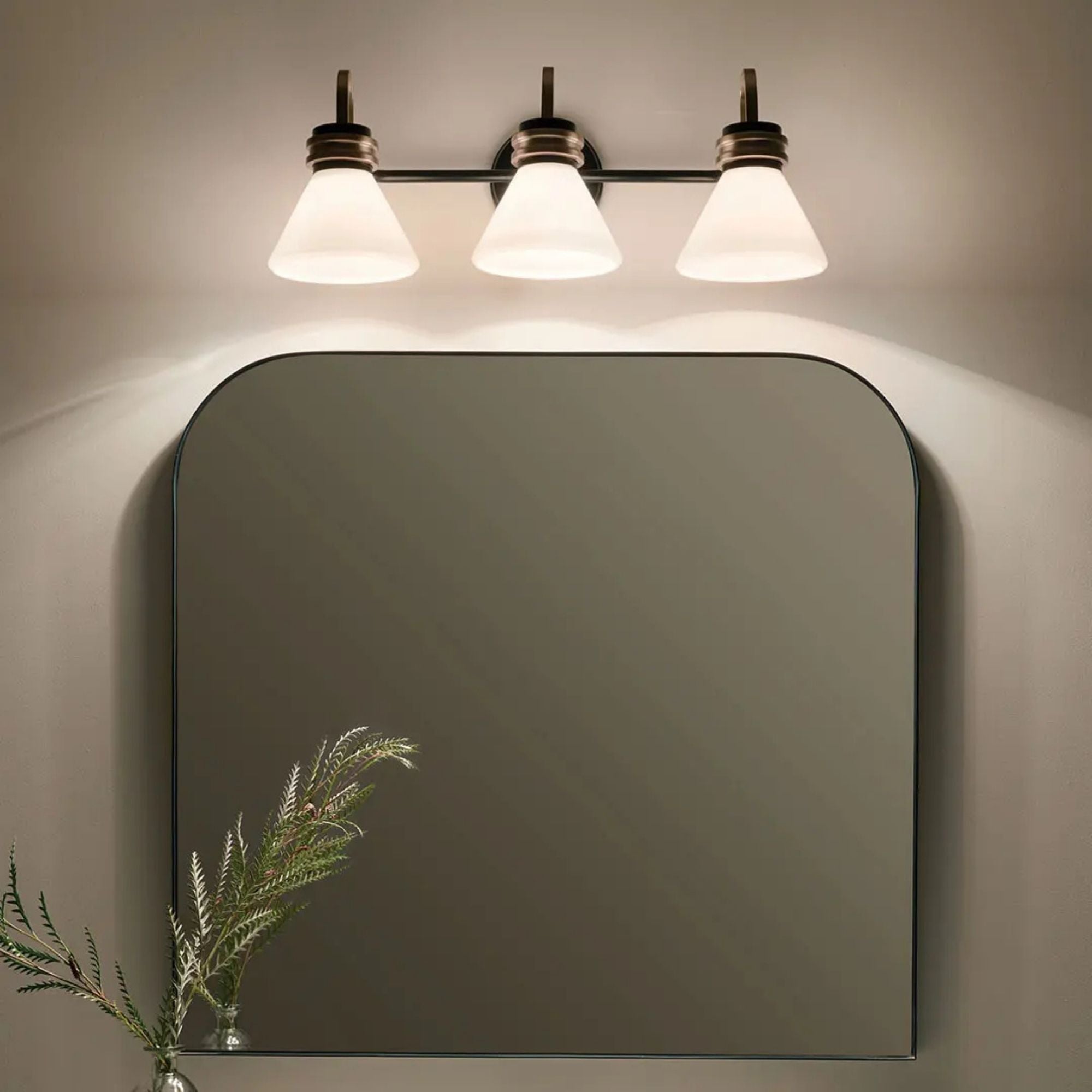 Farum 26" 3-Light Bath Vanity Light, Black Finish, Etched Glass