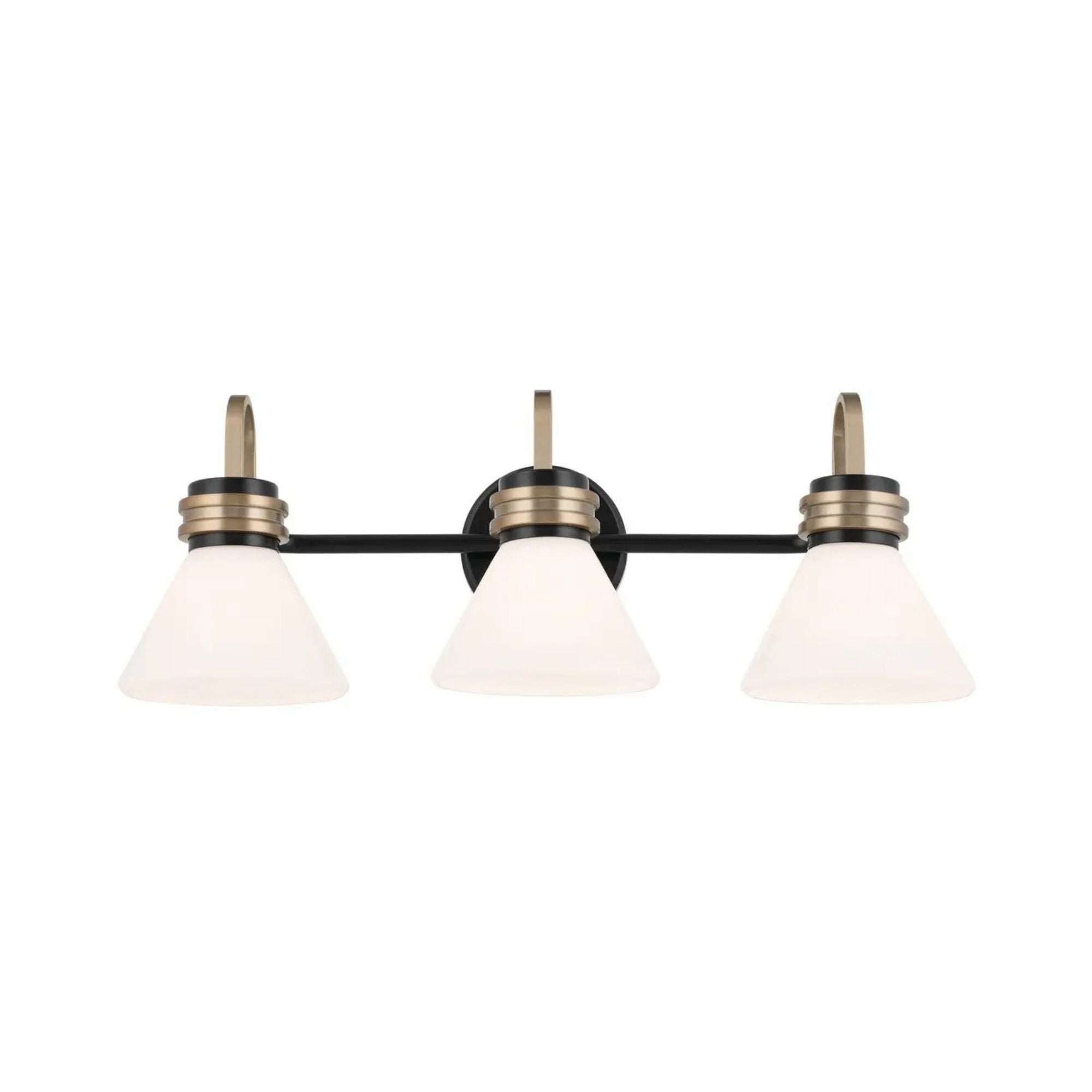 Farum 26" 3-Light Bath Vanity Light, Black Finish, Etched Glass