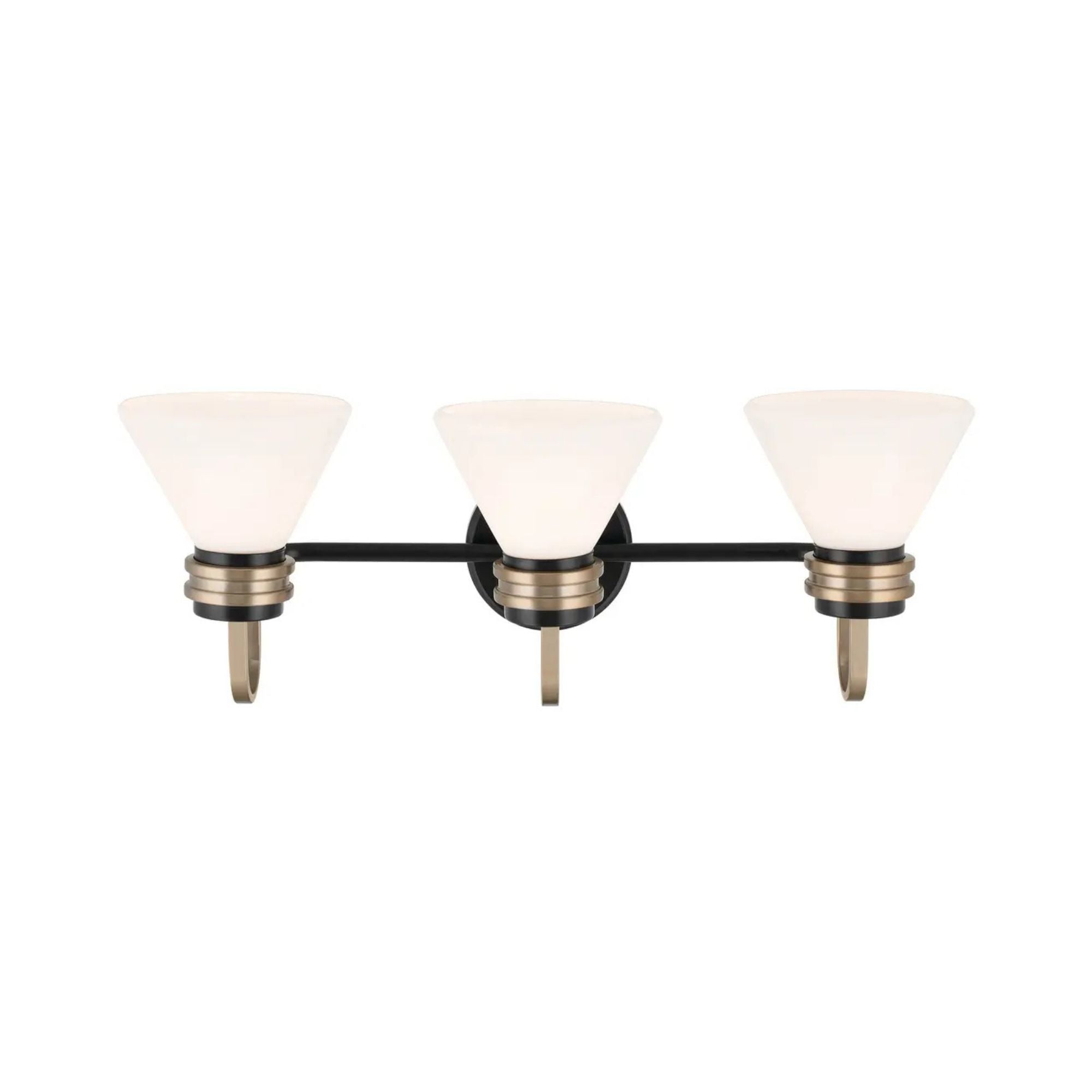 Farum 26" 3-Light Bath Vanity Light, Black Finish, Etched Glass