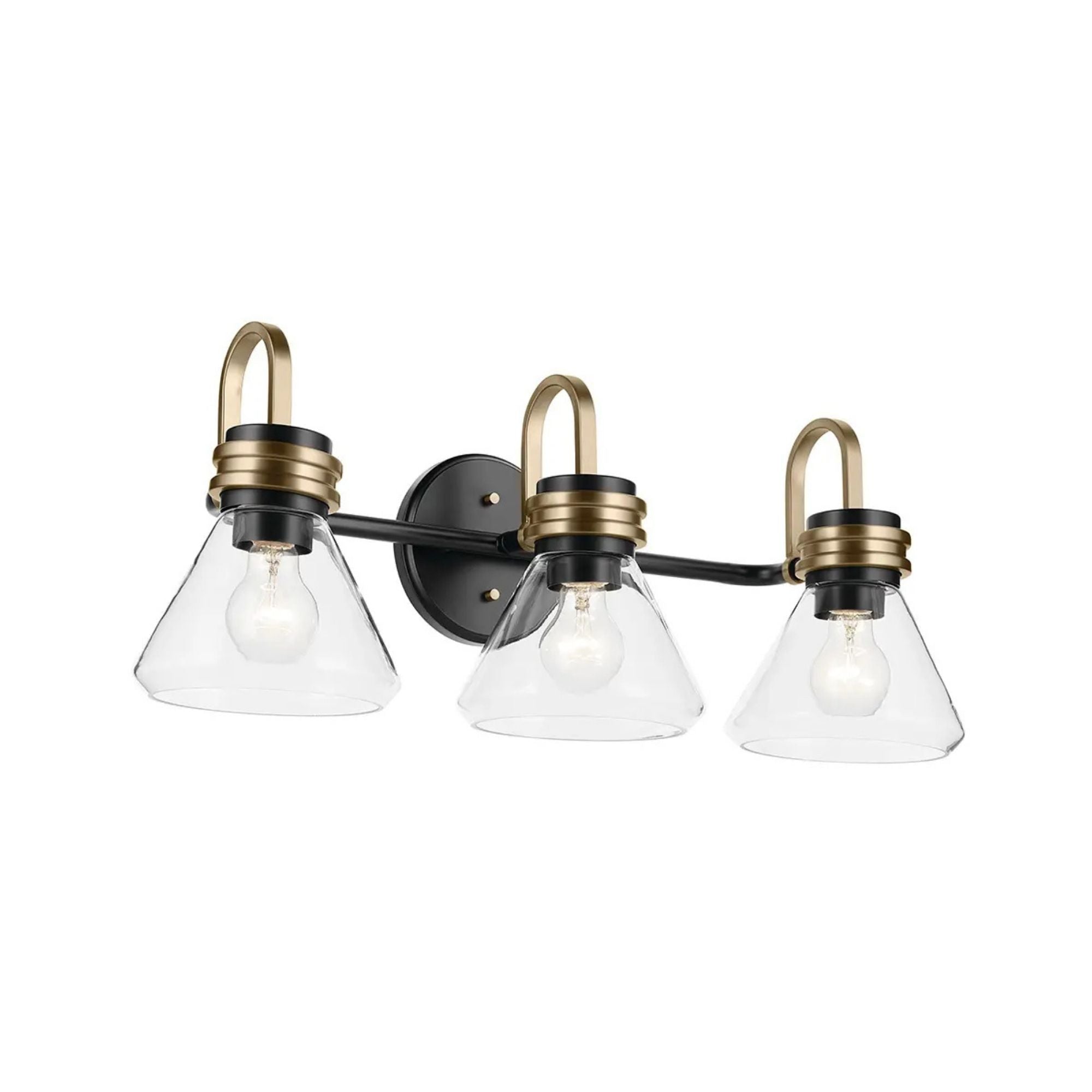 Farum 26" 3-Light Bath Vanity Light, Black Finish, Clear Glass