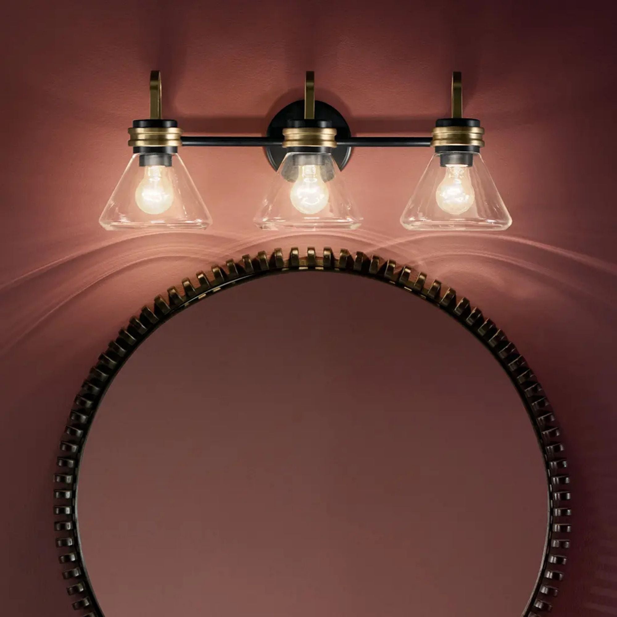 Farum 26" 3-Light Bath Vanity Light, Black Finish, Clear Glass