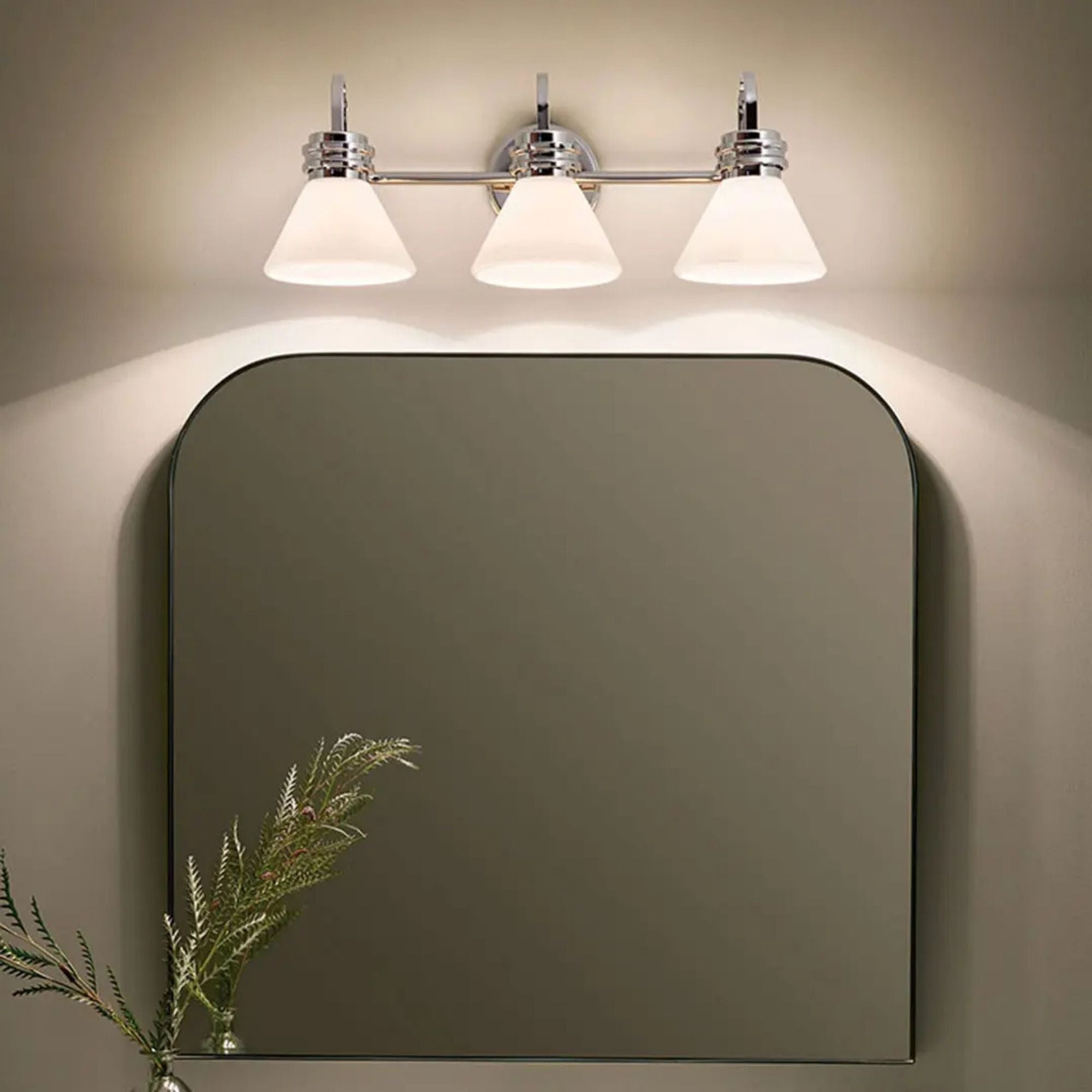 Farum 26" 3-Light Bath Vanity Light, Chrome Finish, Etched Glass