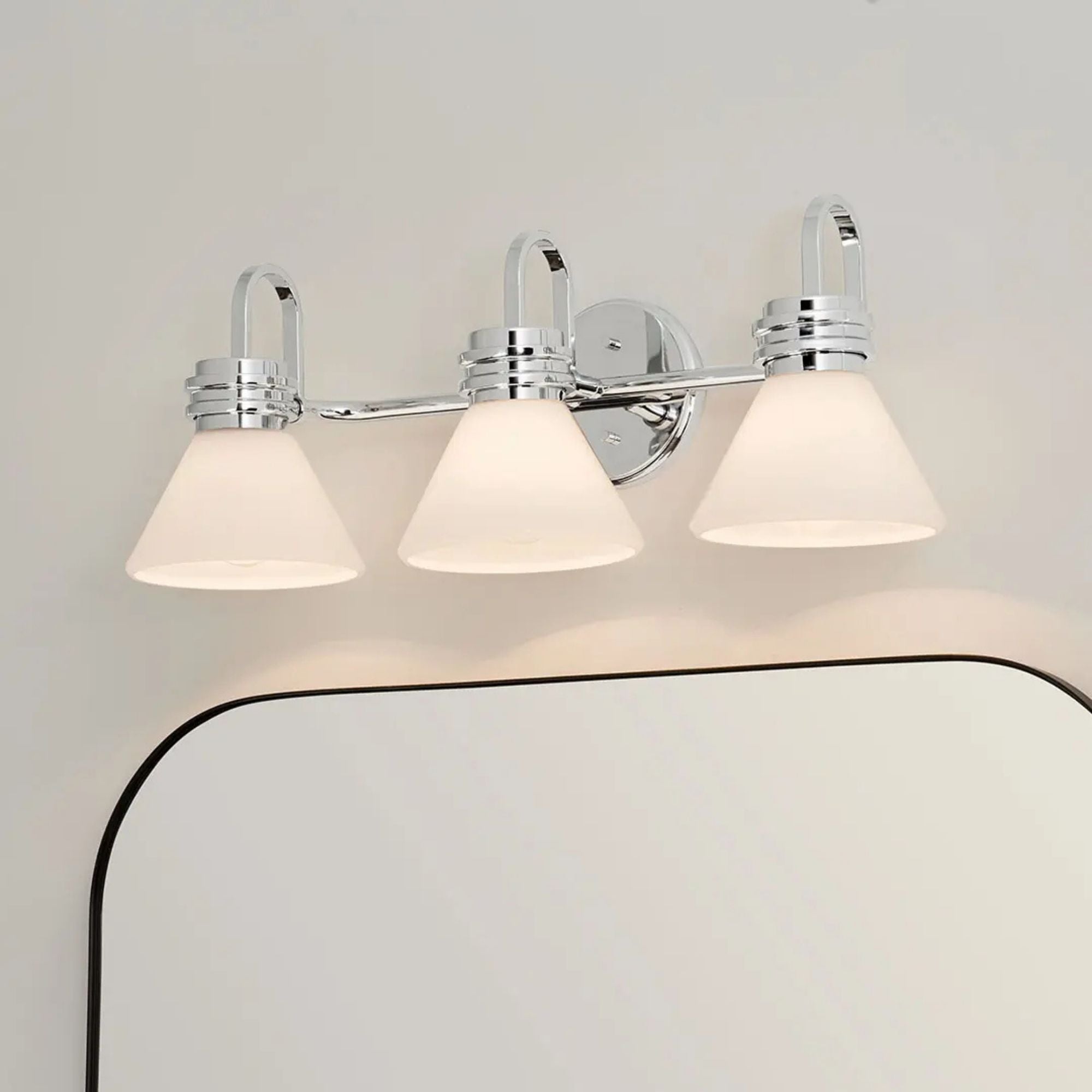 Farum 26" 3-Light Bath Vanity Light, Chrome Finish, Etched Glass