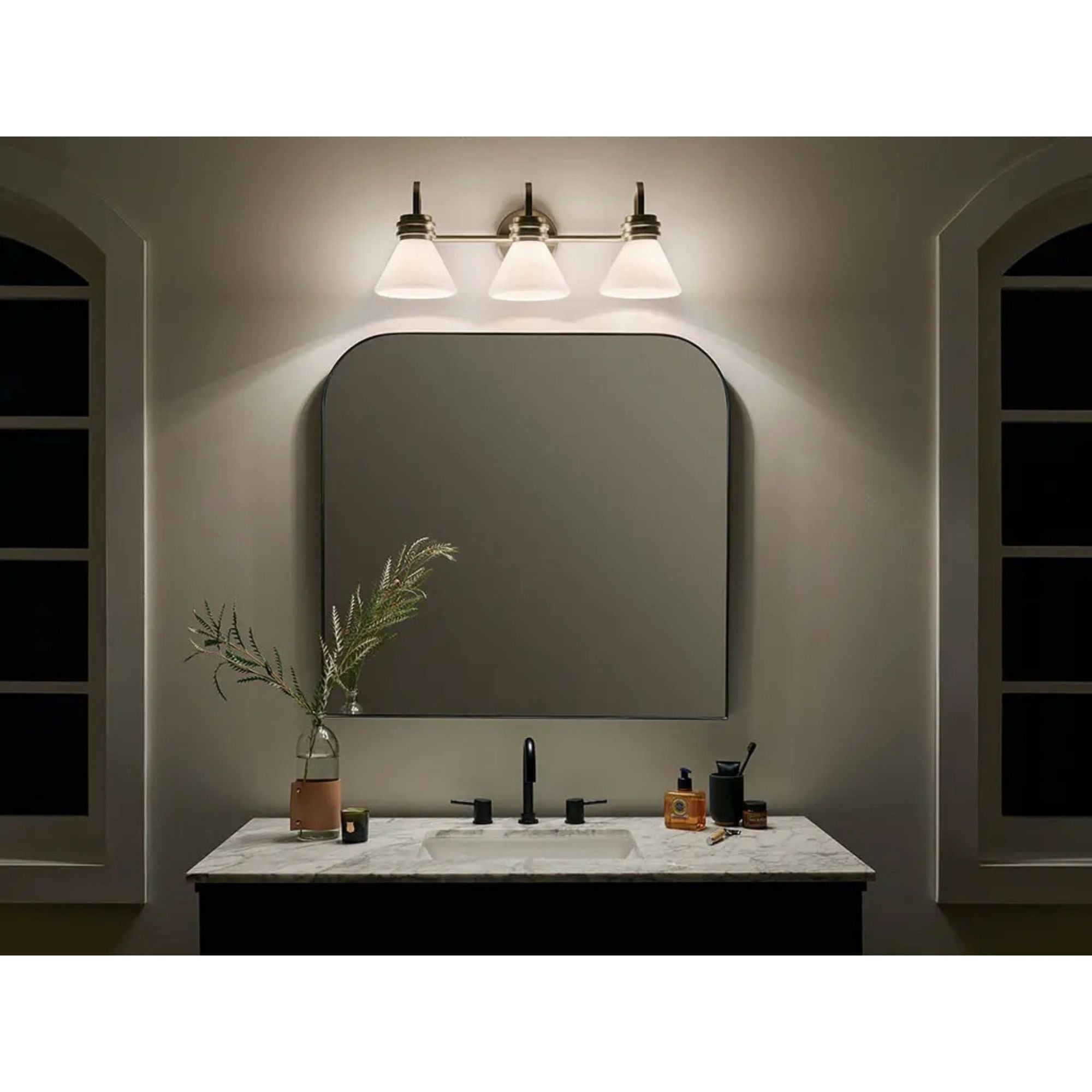 Farum 26" 3-Light Bath Vanity Light, Champagne Bronze Finish, Etched Glass