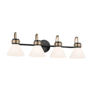 Farum 34" 4-Light Bath Vanity Light, Black Finish, Etched Glass
