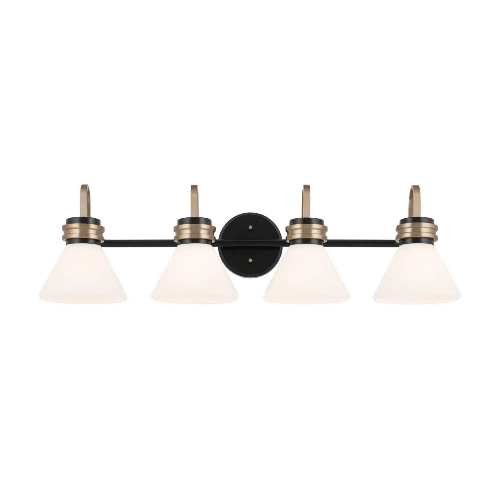 Farum 34" 4-Light Bath Vanity Light, Black Finish, Etched Glass