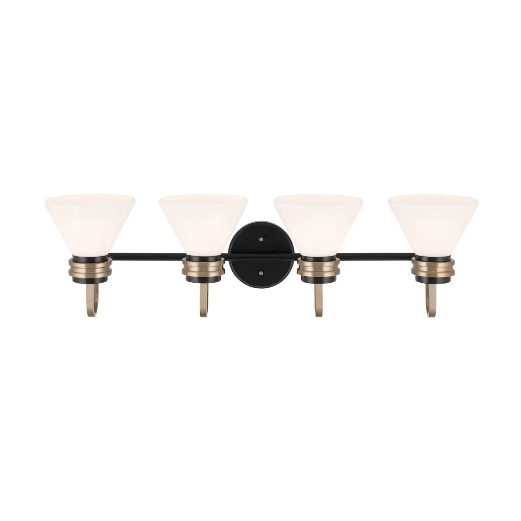 Farum 34" 4-Light Bath Vanity Light, Black Finish, Etched Glass