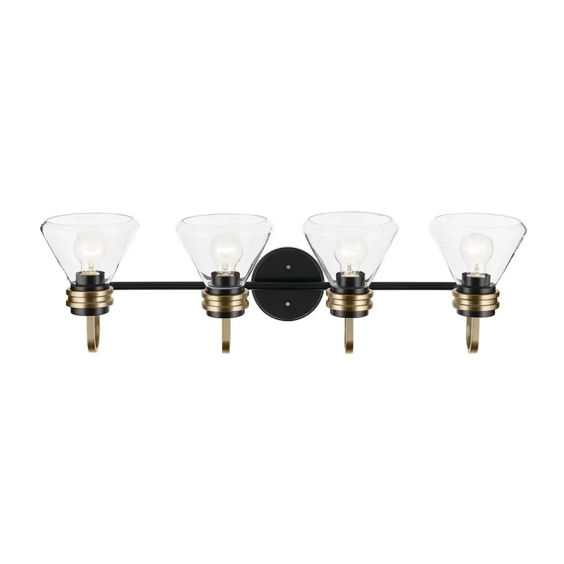Kichler Lighting - Farum 34" 4-Light Bath Vanity Light, Black Finish, Clear Glass | Bees Lighting
