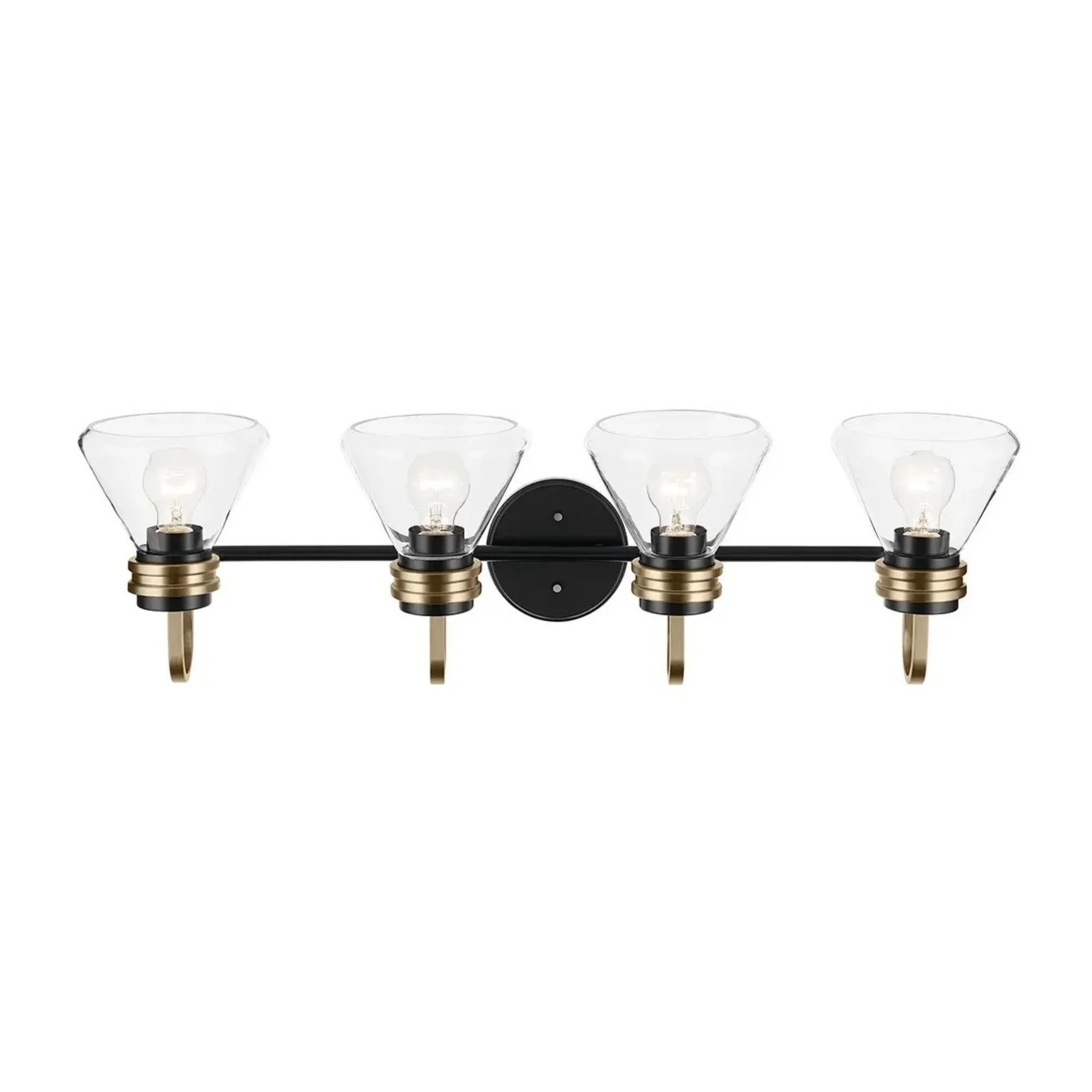 Kichler Lighting - Farum 34" 4-Light Bath Vanity Light, Black Finish, Clear Glass | Bees Lighting