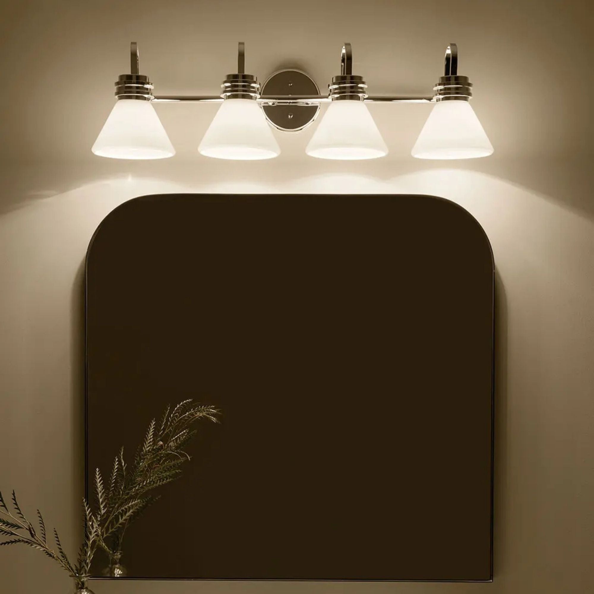 Farum 34" 4-Light Bath Vanity Light, Chrome Finish, Etched Glass