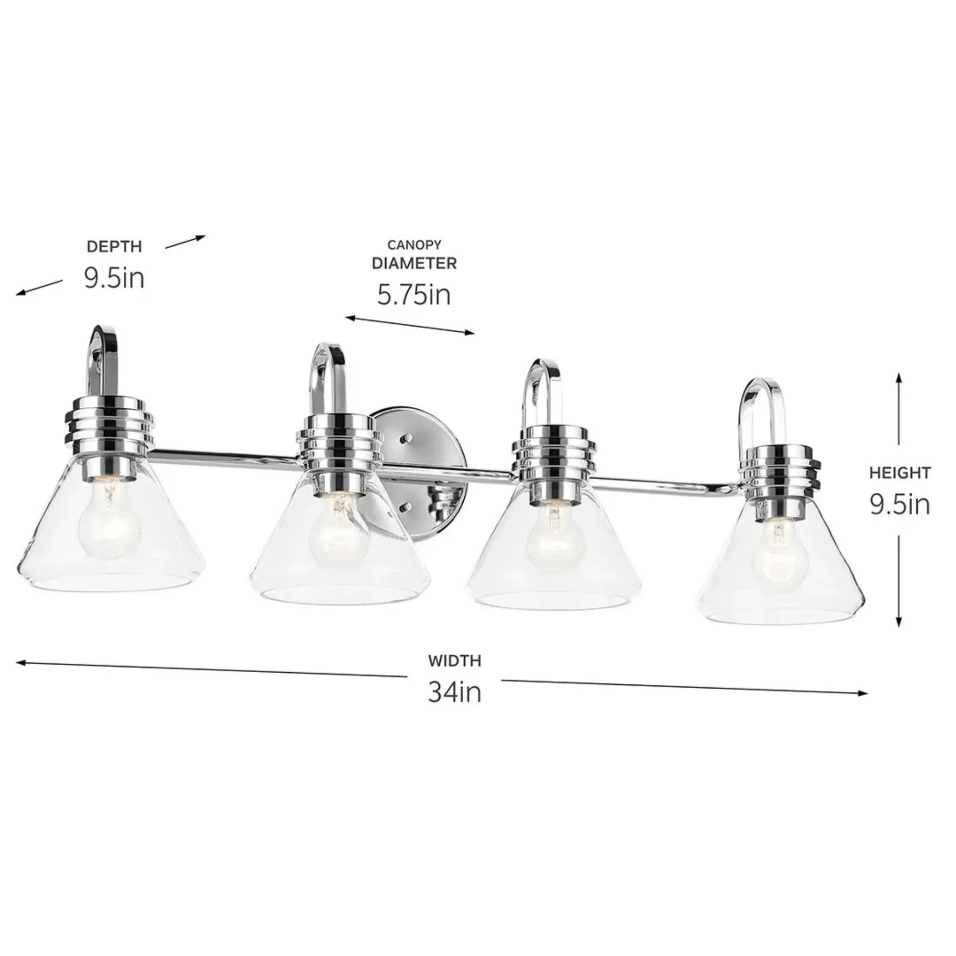 Kichler Lighting - Farum 34" 4-Light Bath Vanity Light, Chrome Finish, Clear Glass | Bees Lighting