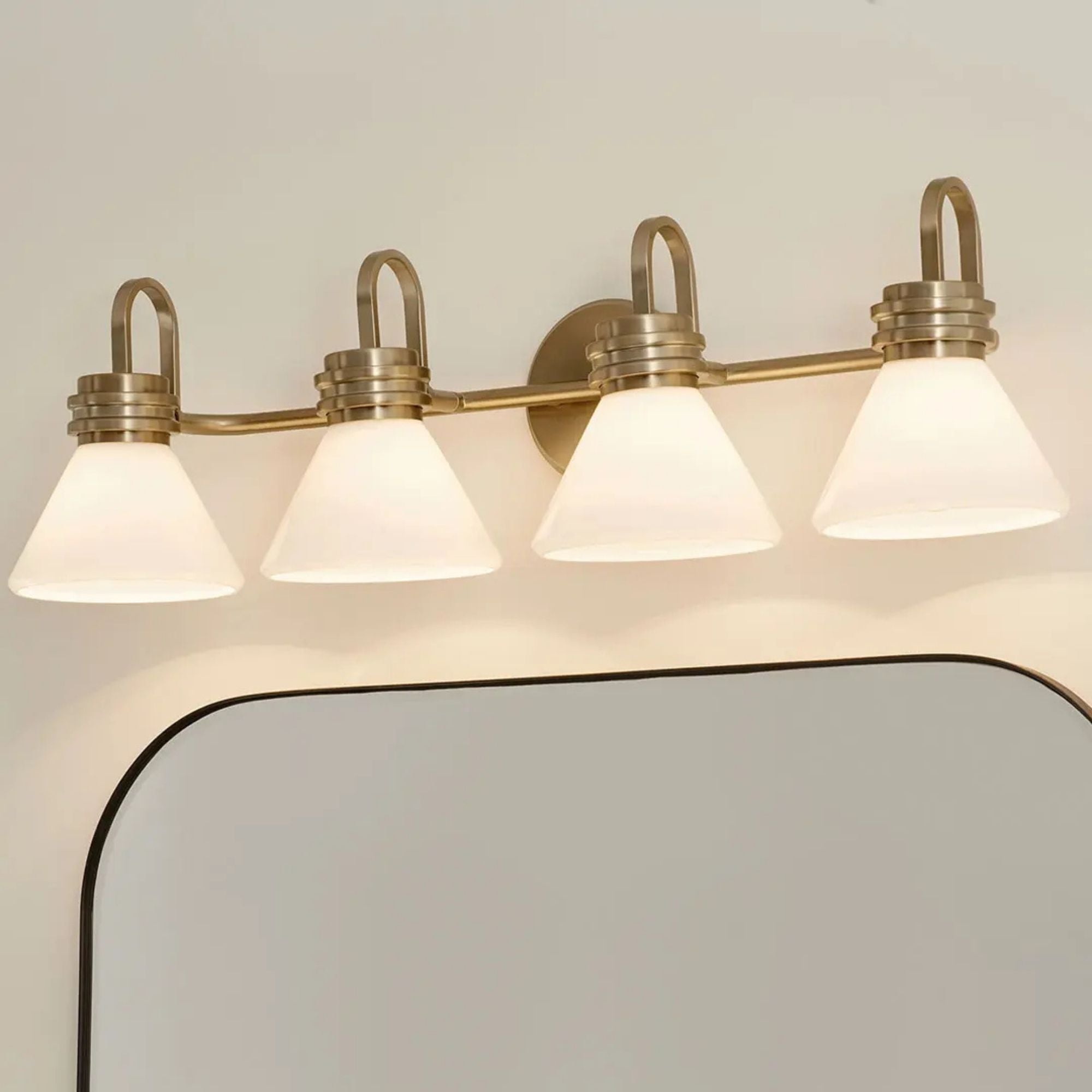 Farum 34" 4-Light Bath Vanity Light, Champagne Bronze Finish, Etched Glass