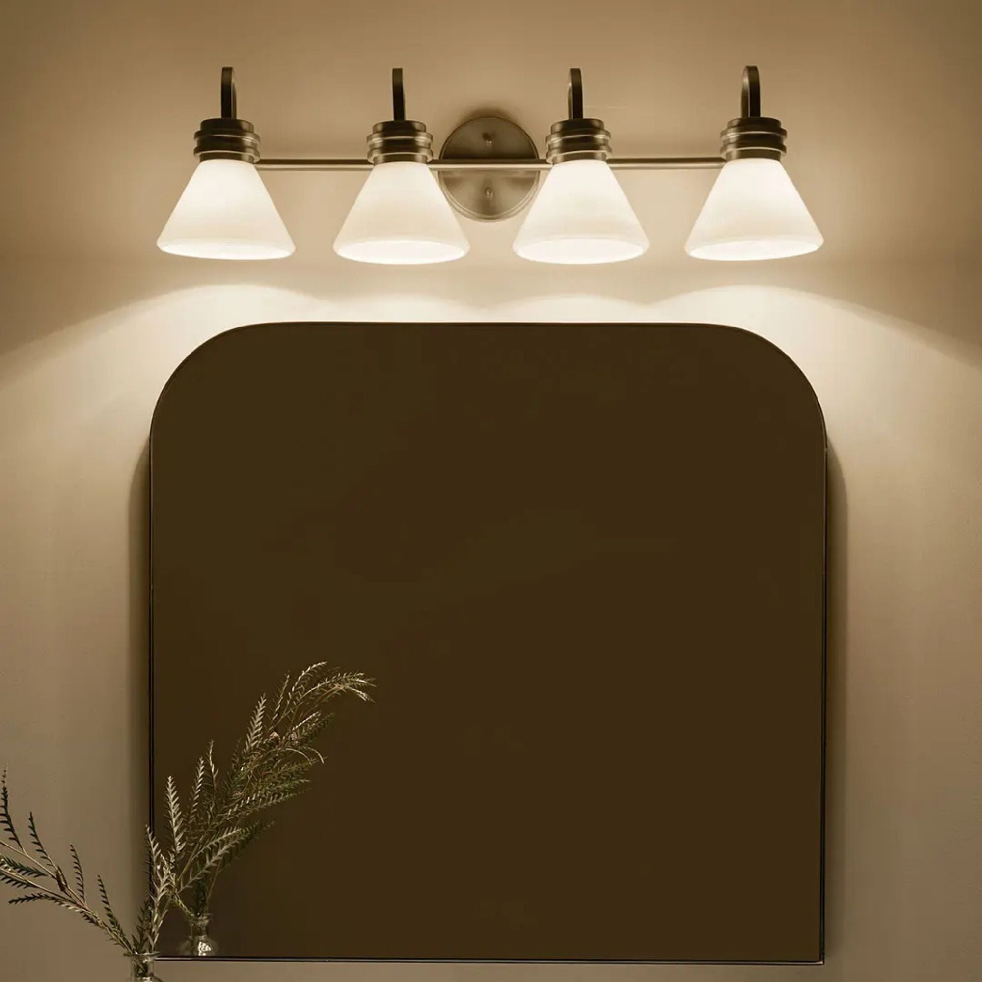 Farum 34" 4-Light Bath Vanity Light, Champagne Bronze Finish, Etched Glass