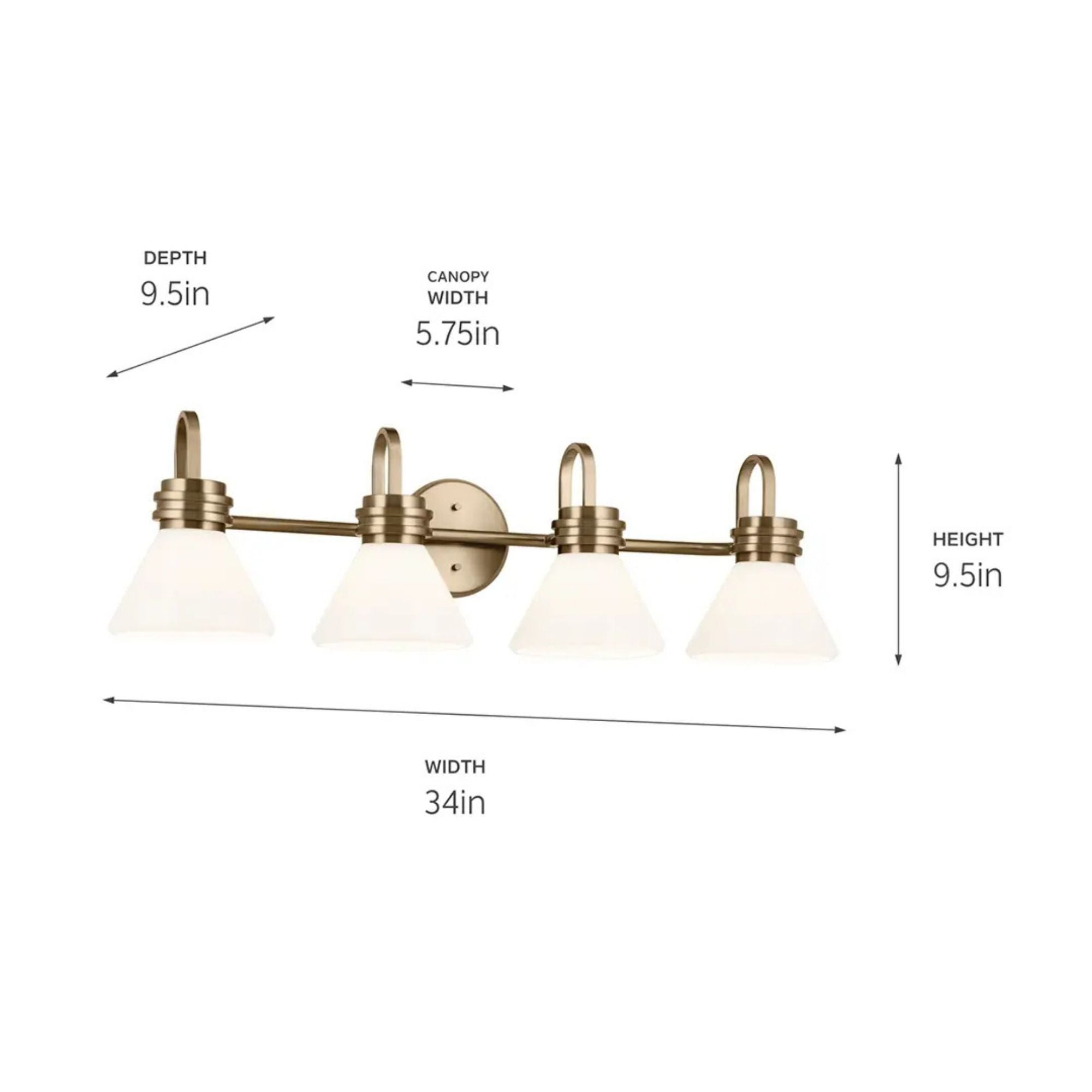 Farum 34" 4-Light Bath Vanity Light, Champagne Bronze Finish, Etched Glass