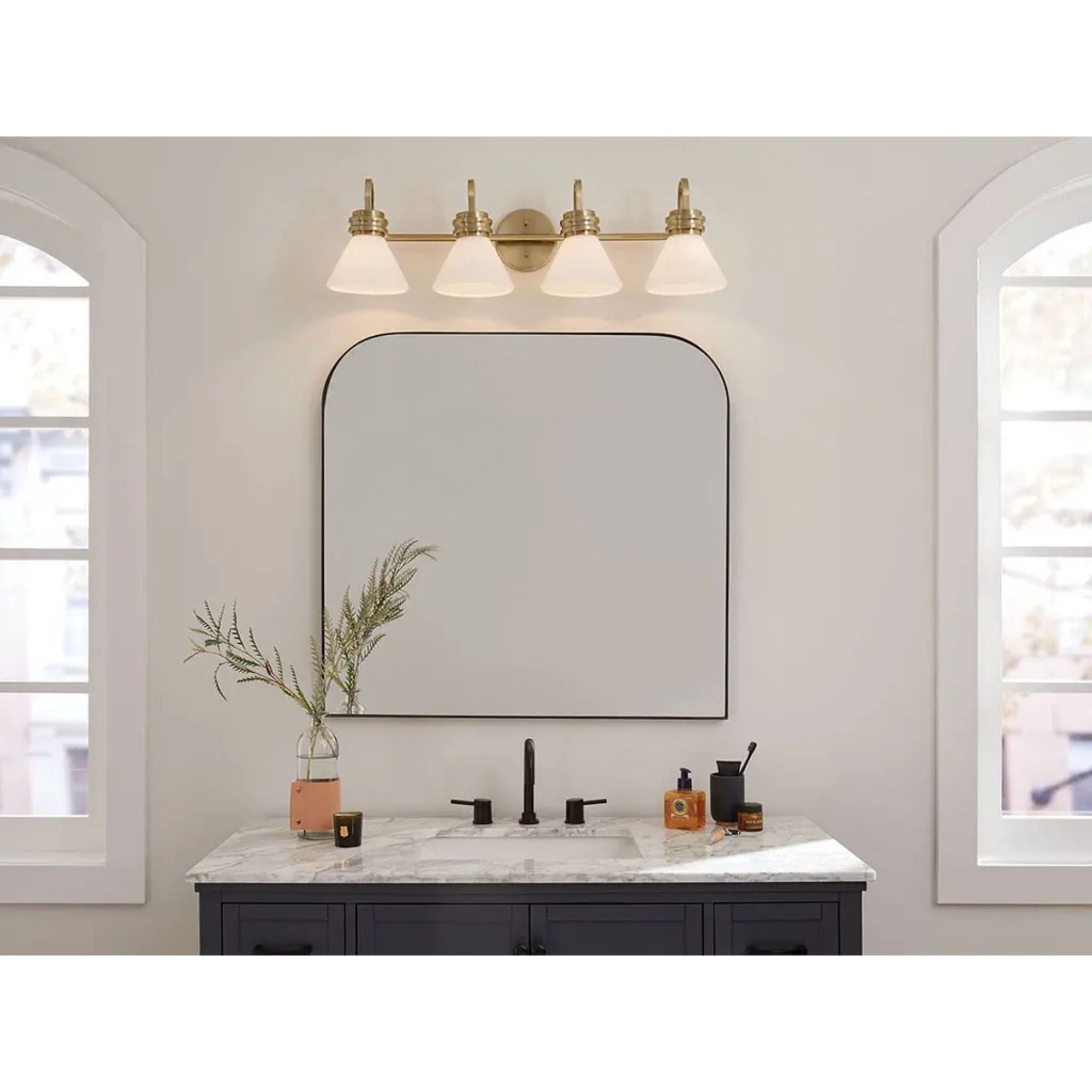 Farum 34" 4-Light Bath Vanity Light, Champagne Bronze Finish, Etched Glass