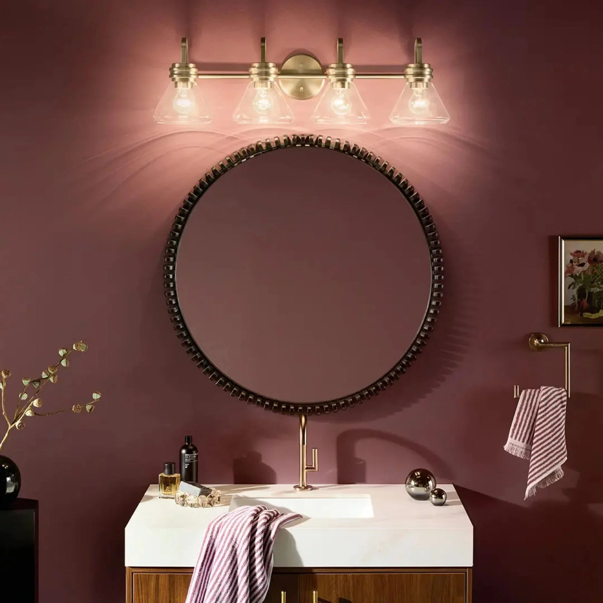Farum 34" 4-Light Bath Vanity Light, Champagne Bronze Finish, Clear Glass