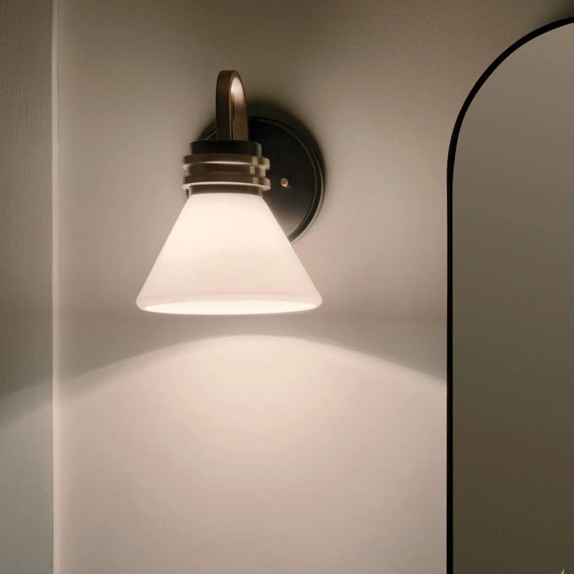 Farum 7" Wall Sconce, Black Finish, Opal Glass