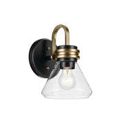 Farum 7" Wall Sconce, Black Finish, Clear Glass Cone Shade