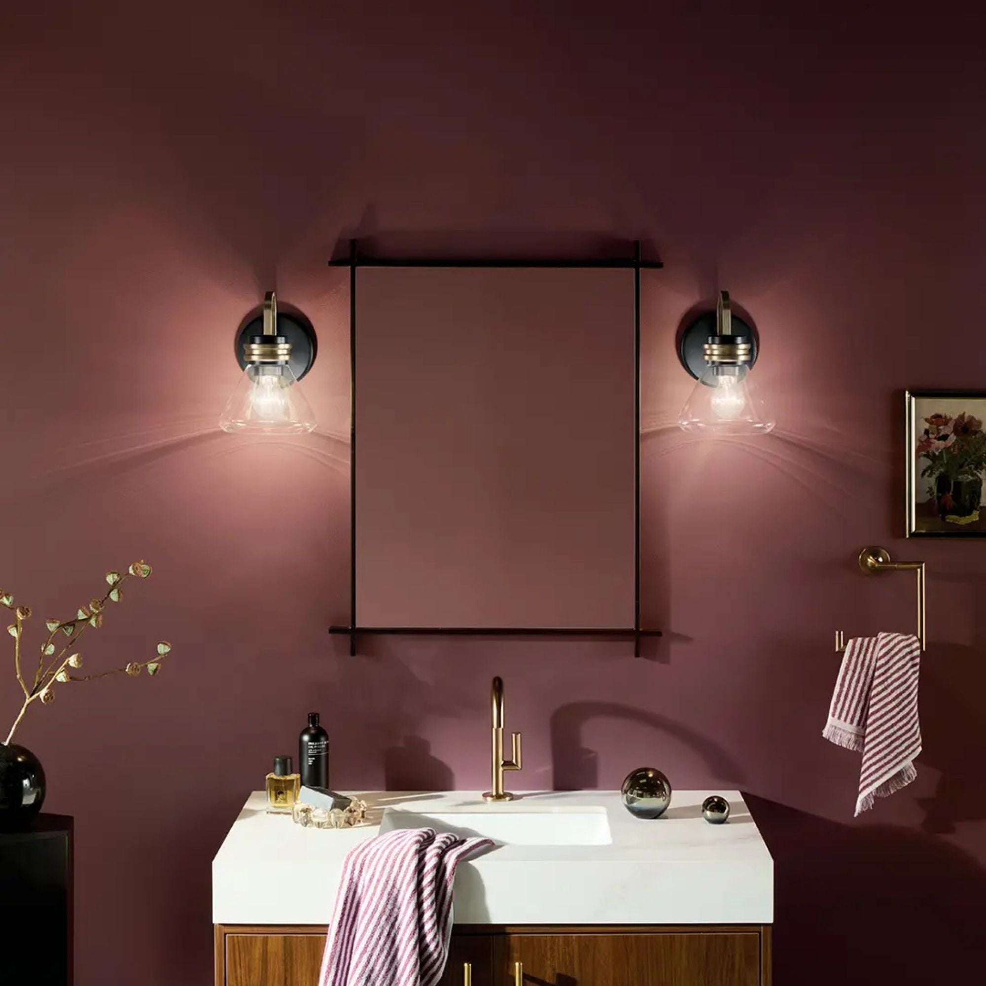 Farum 7" Wall Sconce, Black Finish, Clear Glass Cone Shade