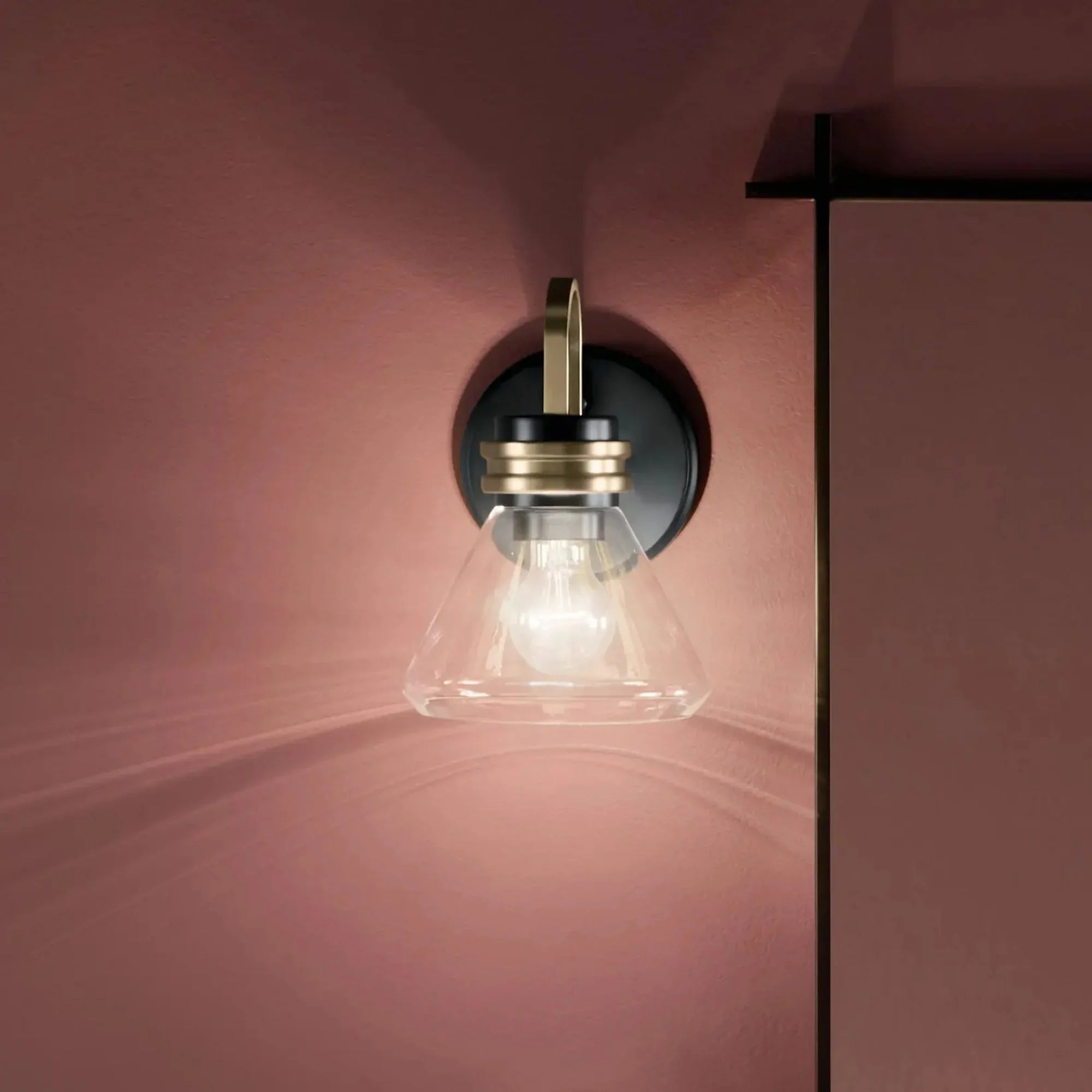 Farum 7" Wall Sconce, Black Finish, Clear Glass Cone Shade