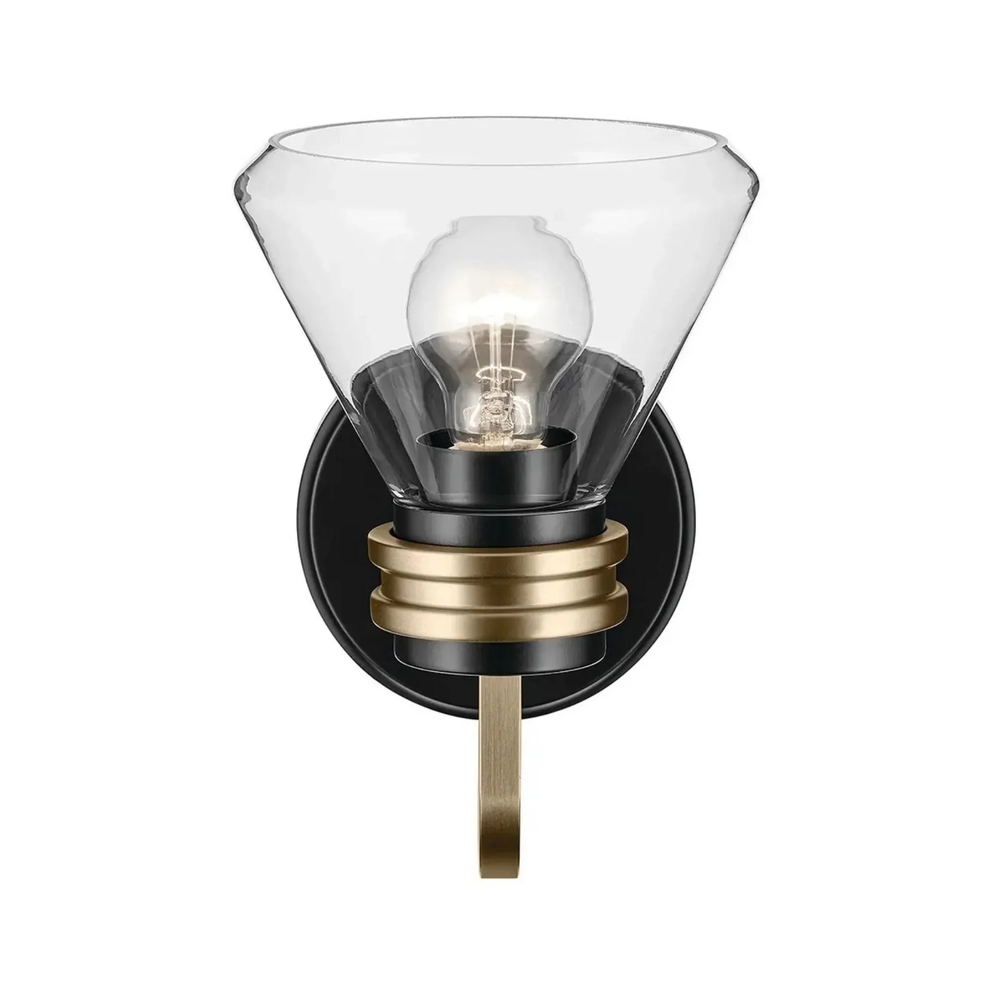Farum 7" Wall Sconce, Black Finish, Clear Glass Cone Shade