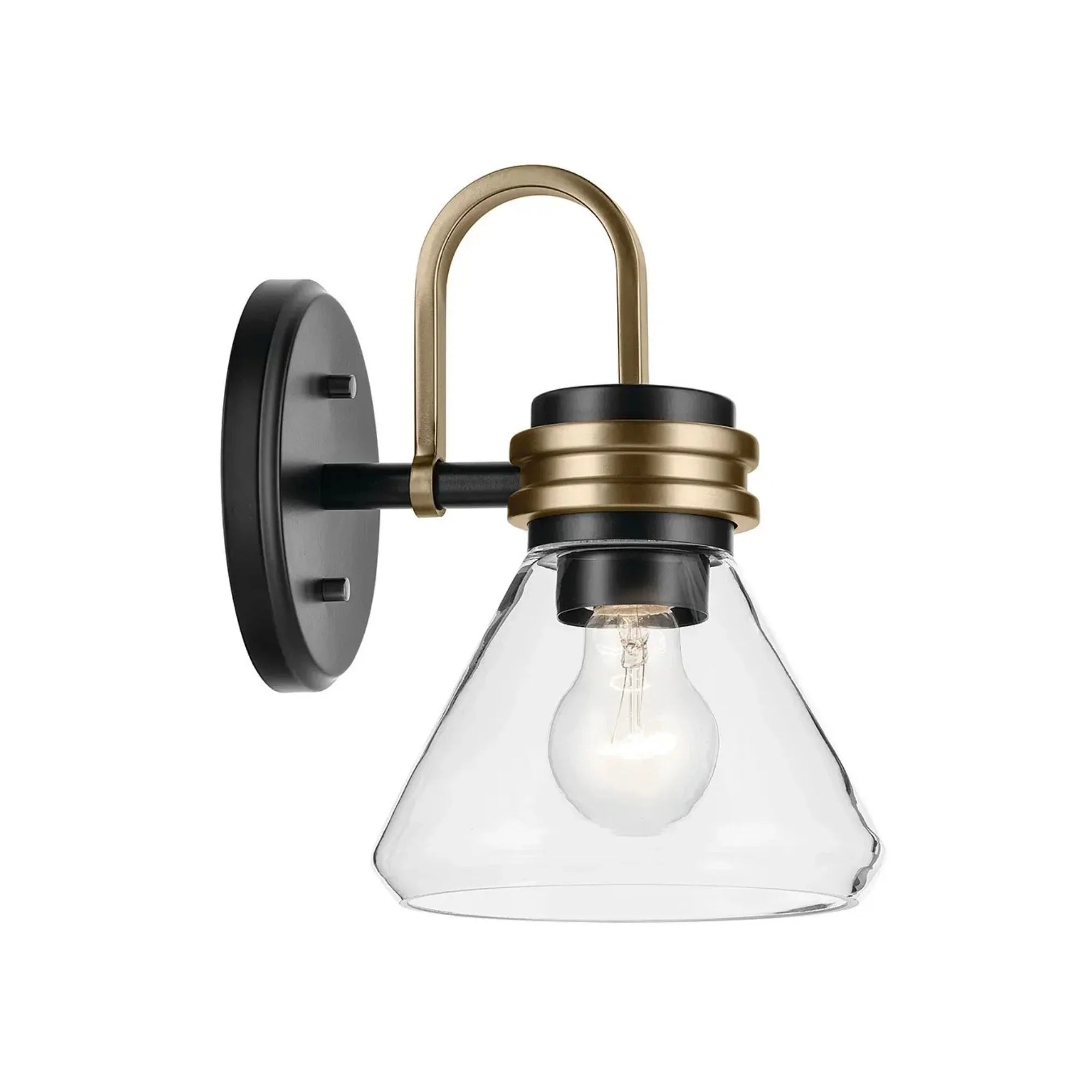 Farum 7" Wall Sconce, Black Finish, Clear Glass Cone Shade