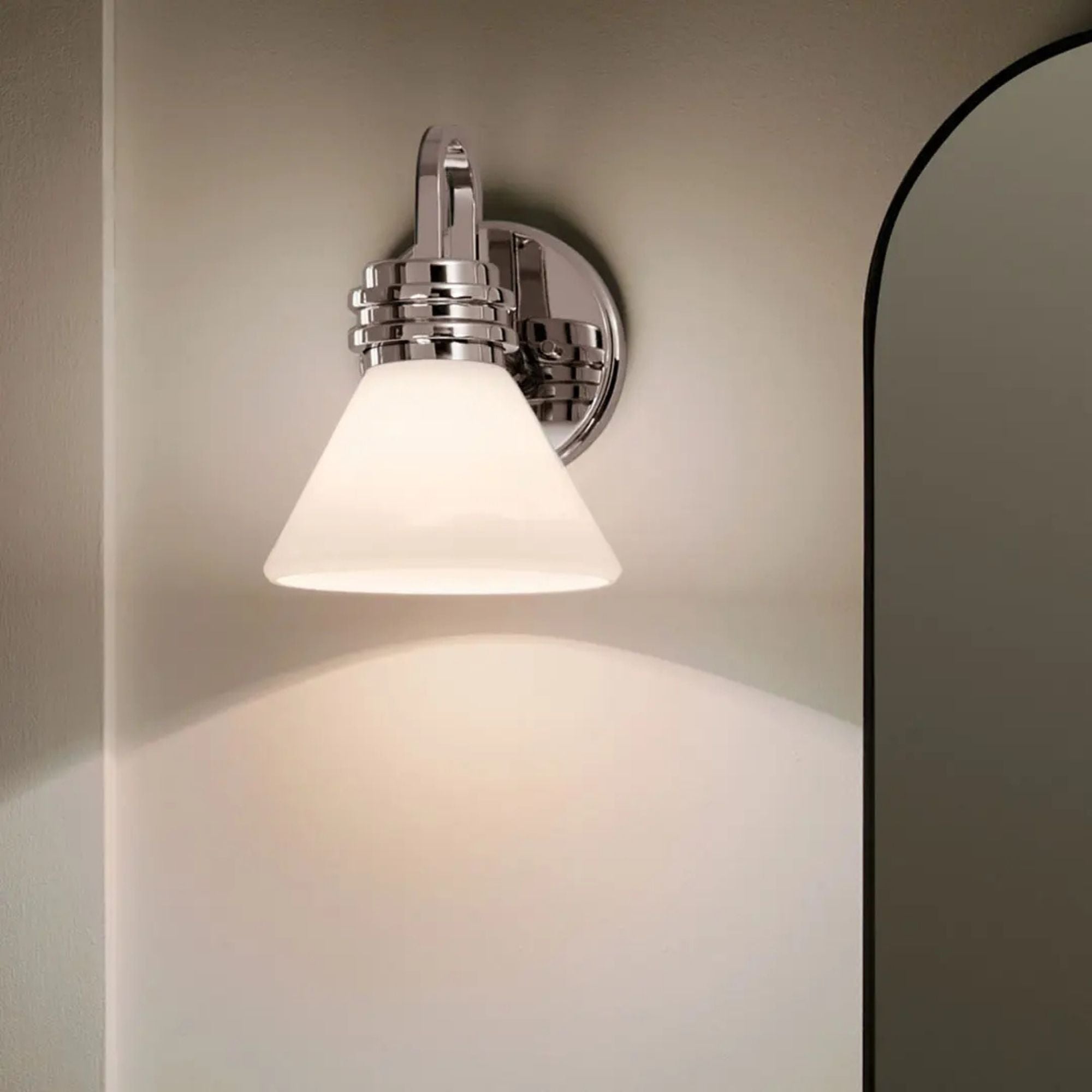 Farum 7" Wall Sconce, Chrome Finish, Opal Glass