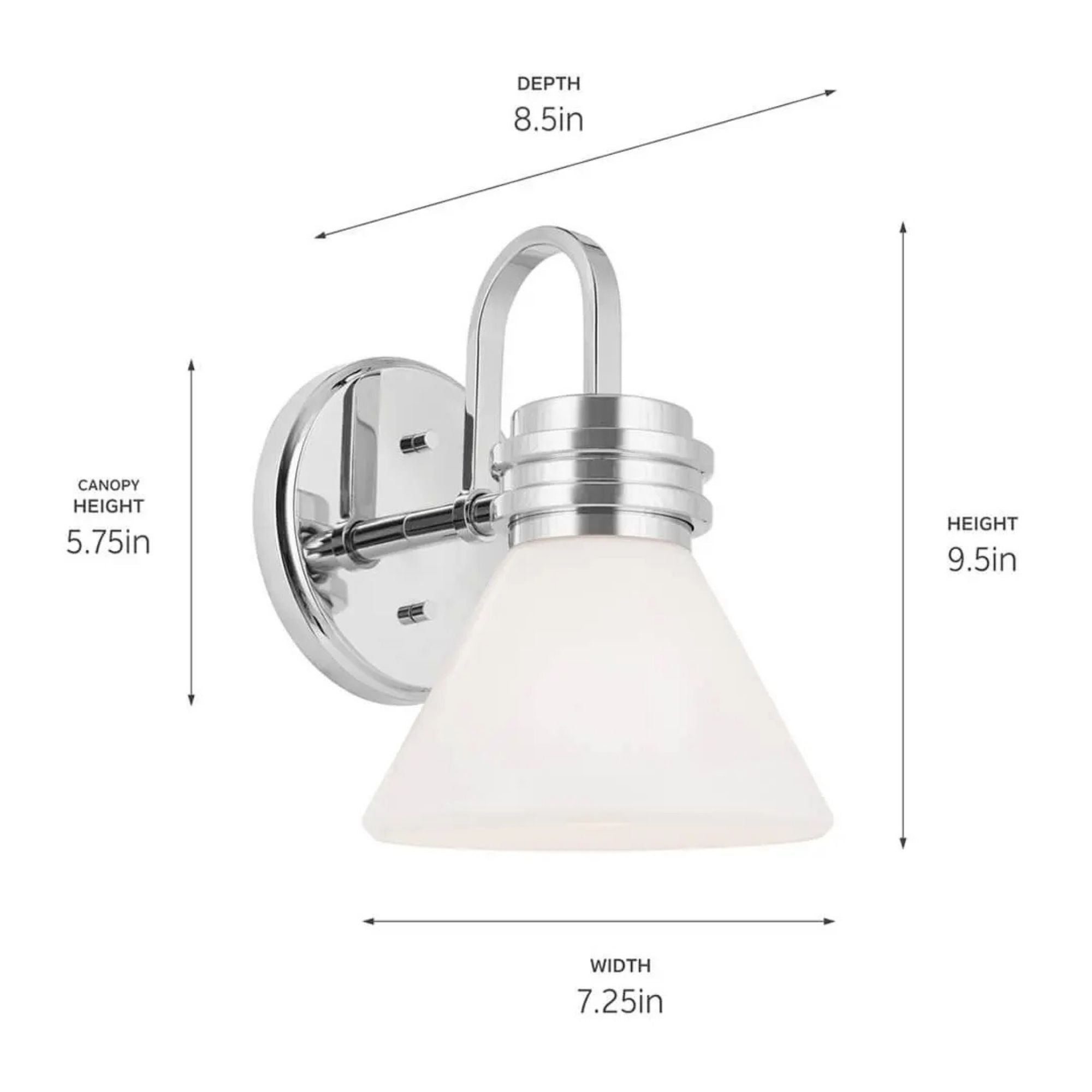 Farum 7" Wall Sconce, Chrome Finish, Opal Glass
