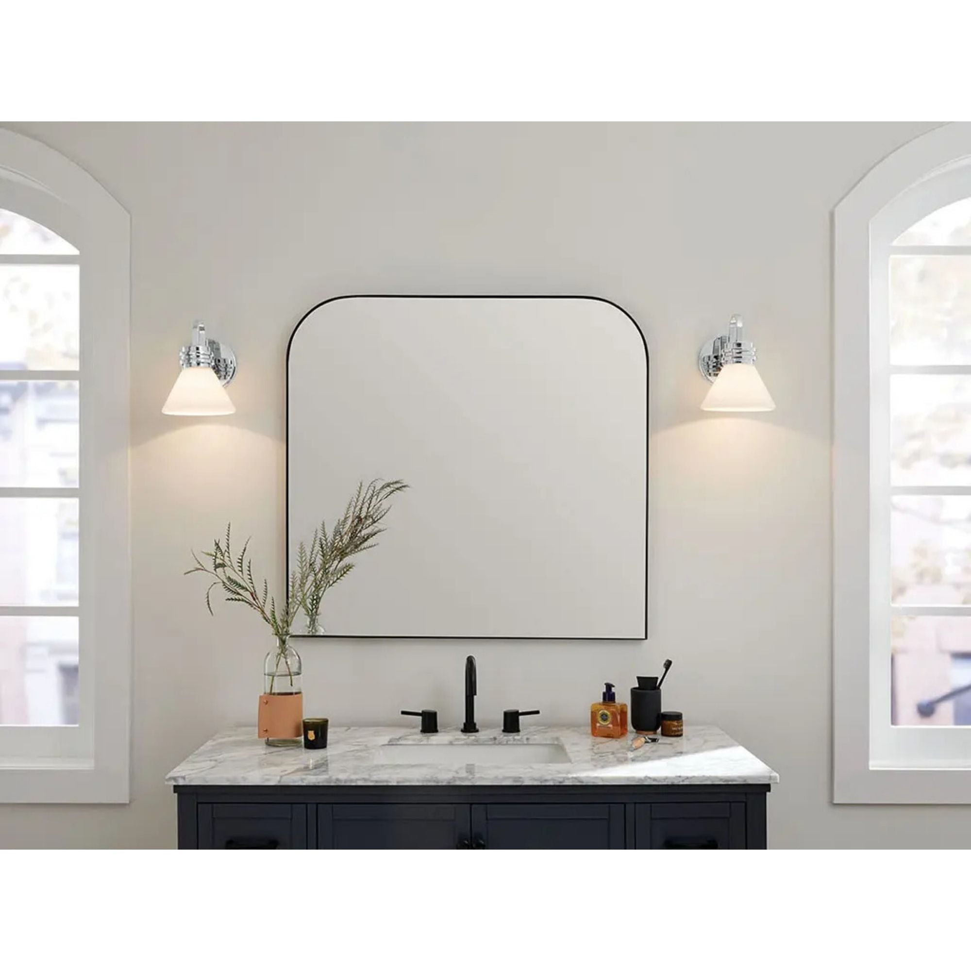 Farum 7" Wall Sconce, Chrome Finish, Opal Glass