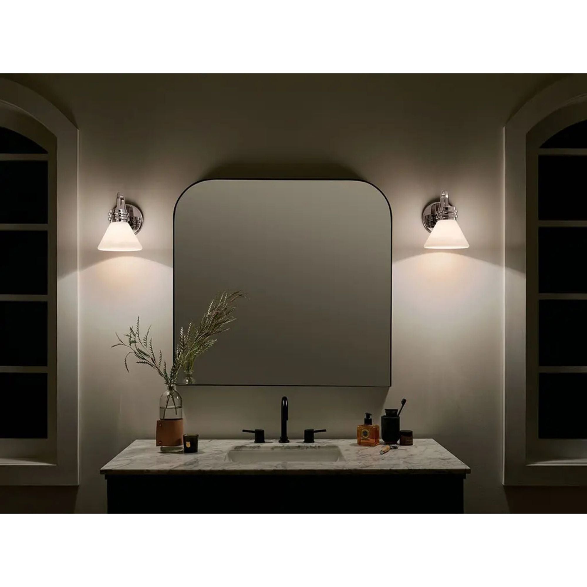 Farum 7" Wall Sconce, Chrome Finish, Opal Glass