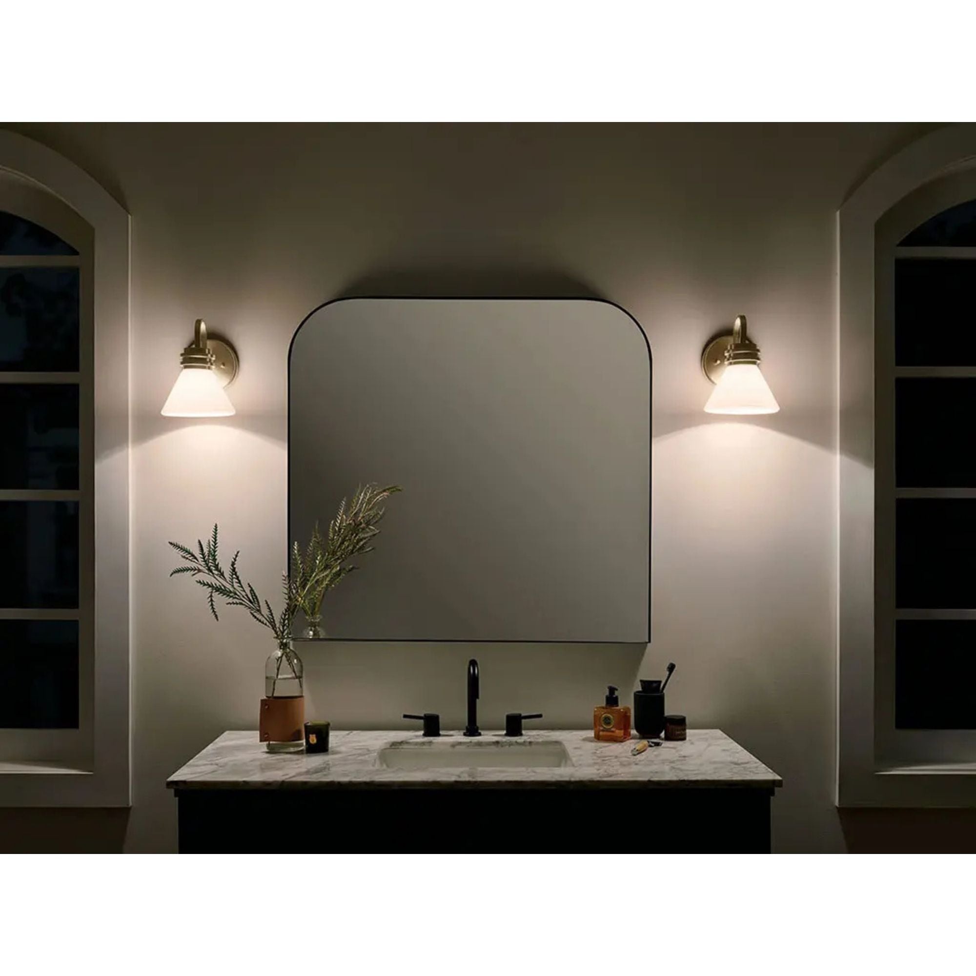 Farum 7" Wall Sconce, Champagne Bronze Finish, Opal Glass