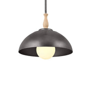 Kichler Fira 11.25 in. 1-Light Pendant, Anvil Iron & Beech with Metal Dome Shade
