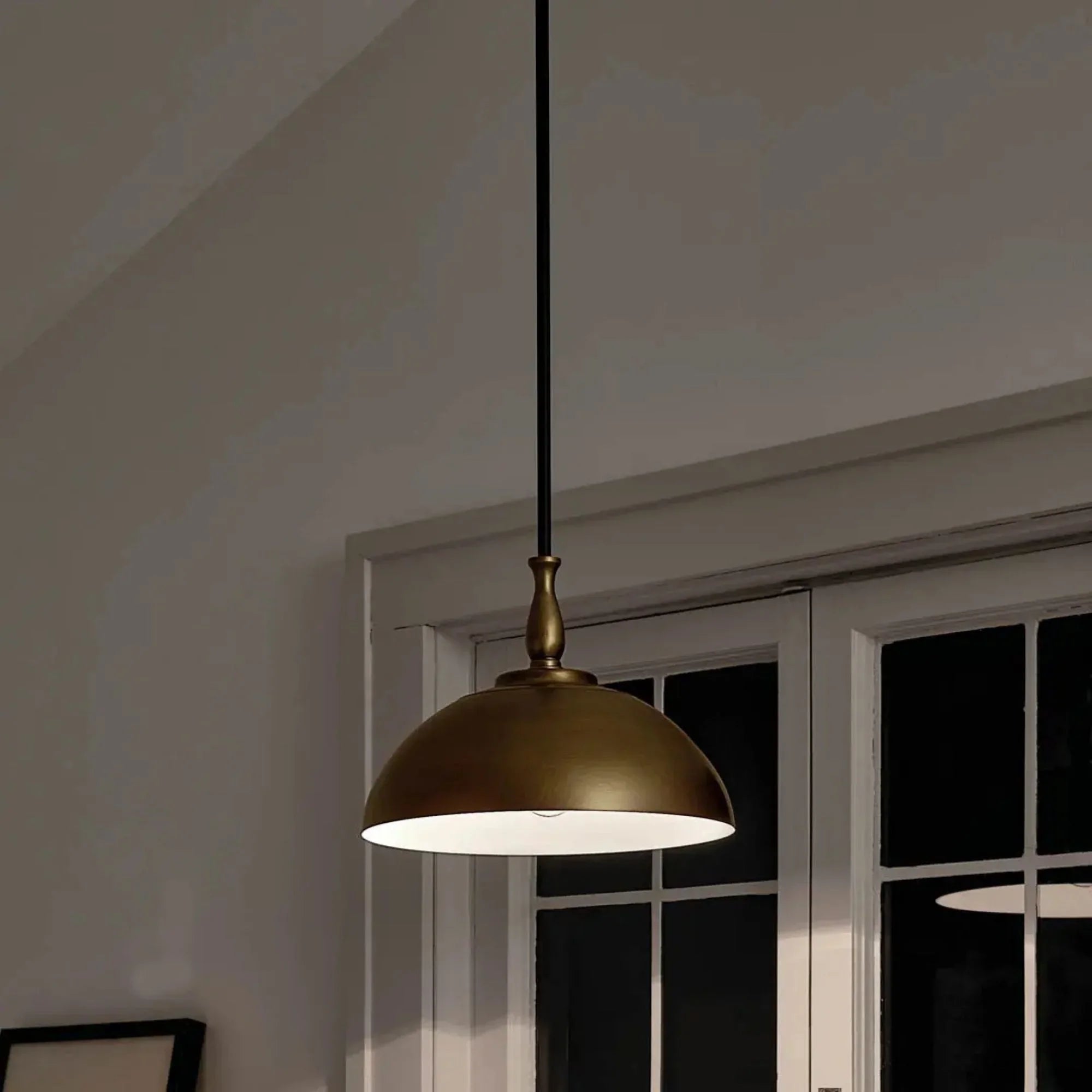 Kichler Fira 11.25 in. 1-Light Pendant, Natural Brass & Black