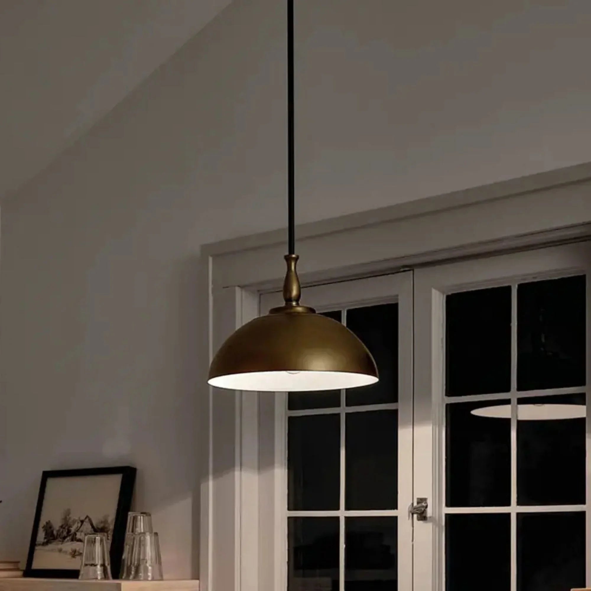 Kichler Fira 11.25 in. 1-Light Pendant, Natural Brass & Black
