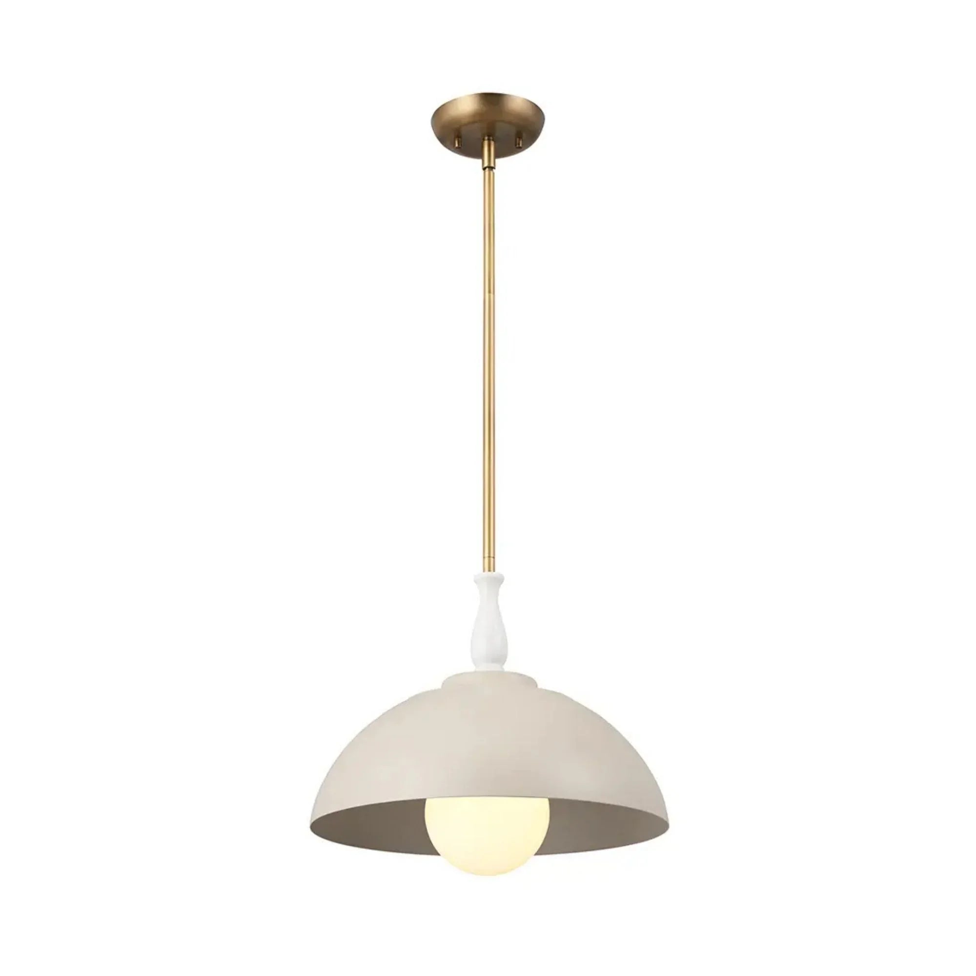 Kichler Fira 13.75 in. 1-Light Pendant, Greige & Natural Brass with Metal Dome Shade