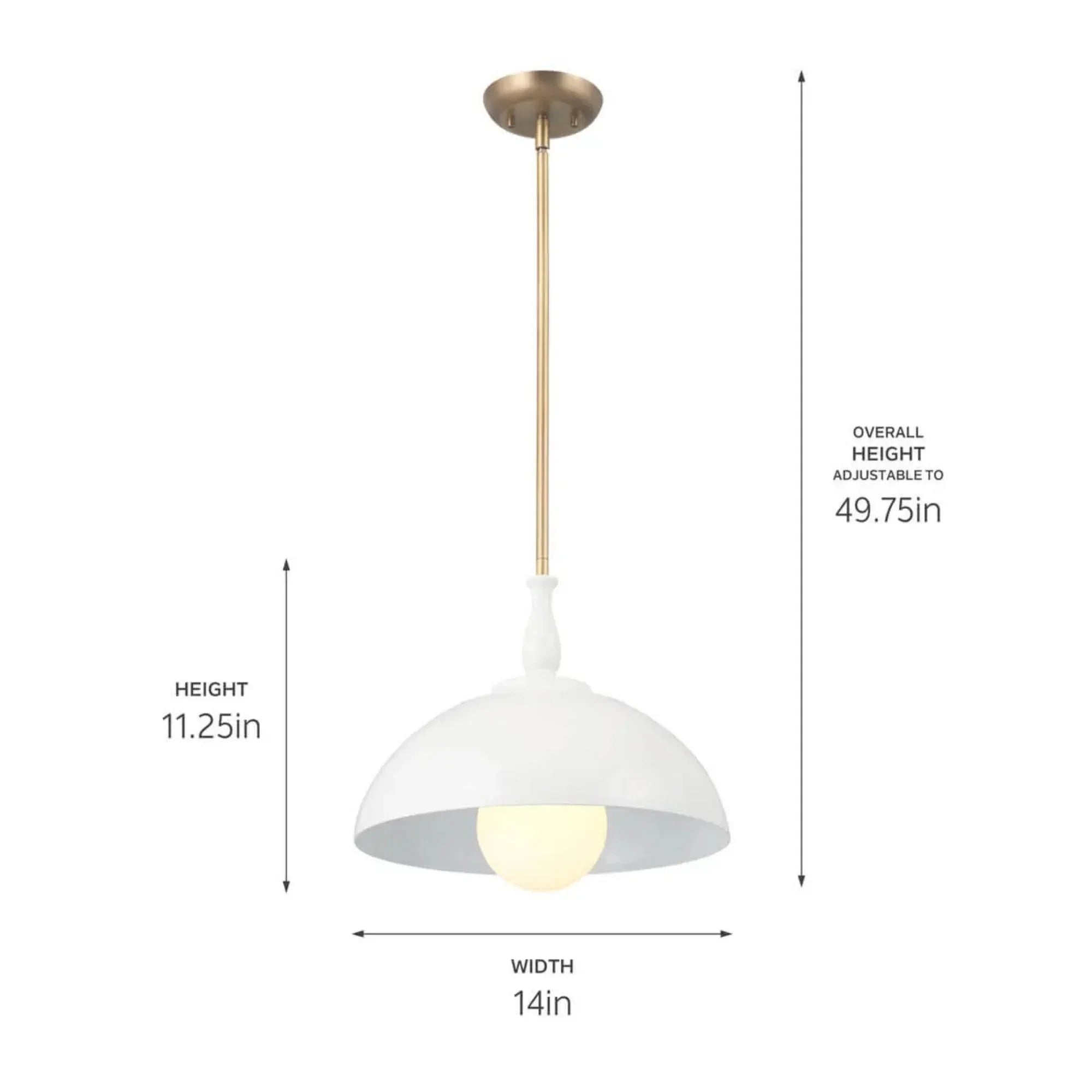 Kichler Fira 18 in. 1-Light Pendant, White Metal Shade