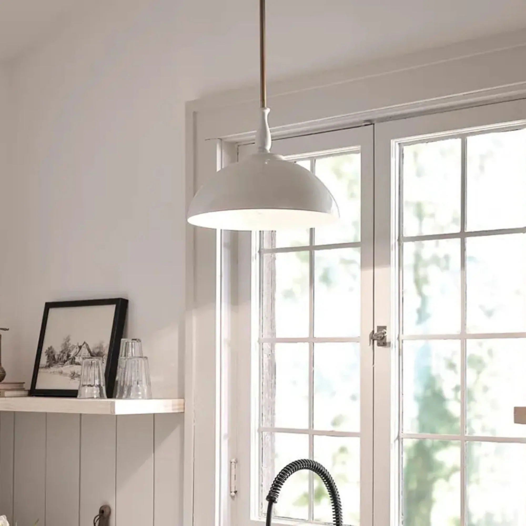 Kichler Fira 18 in. 1-Light Pendant, White Metal Shade