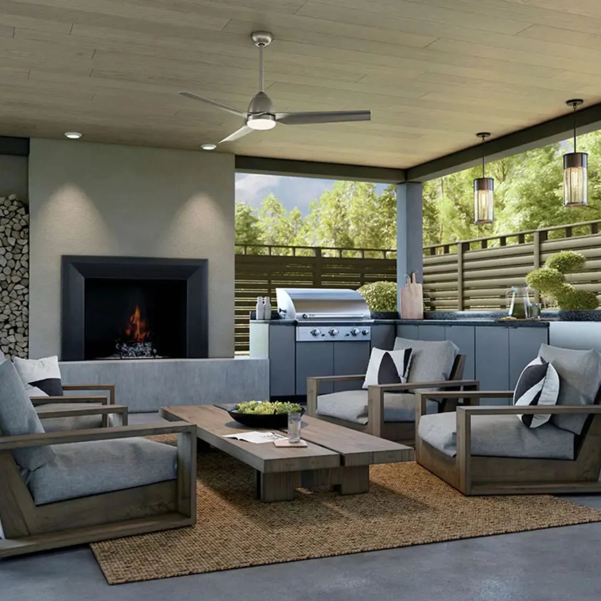 Fit 54" Brushed Nickel Wet Rated LED Ceiling Fan