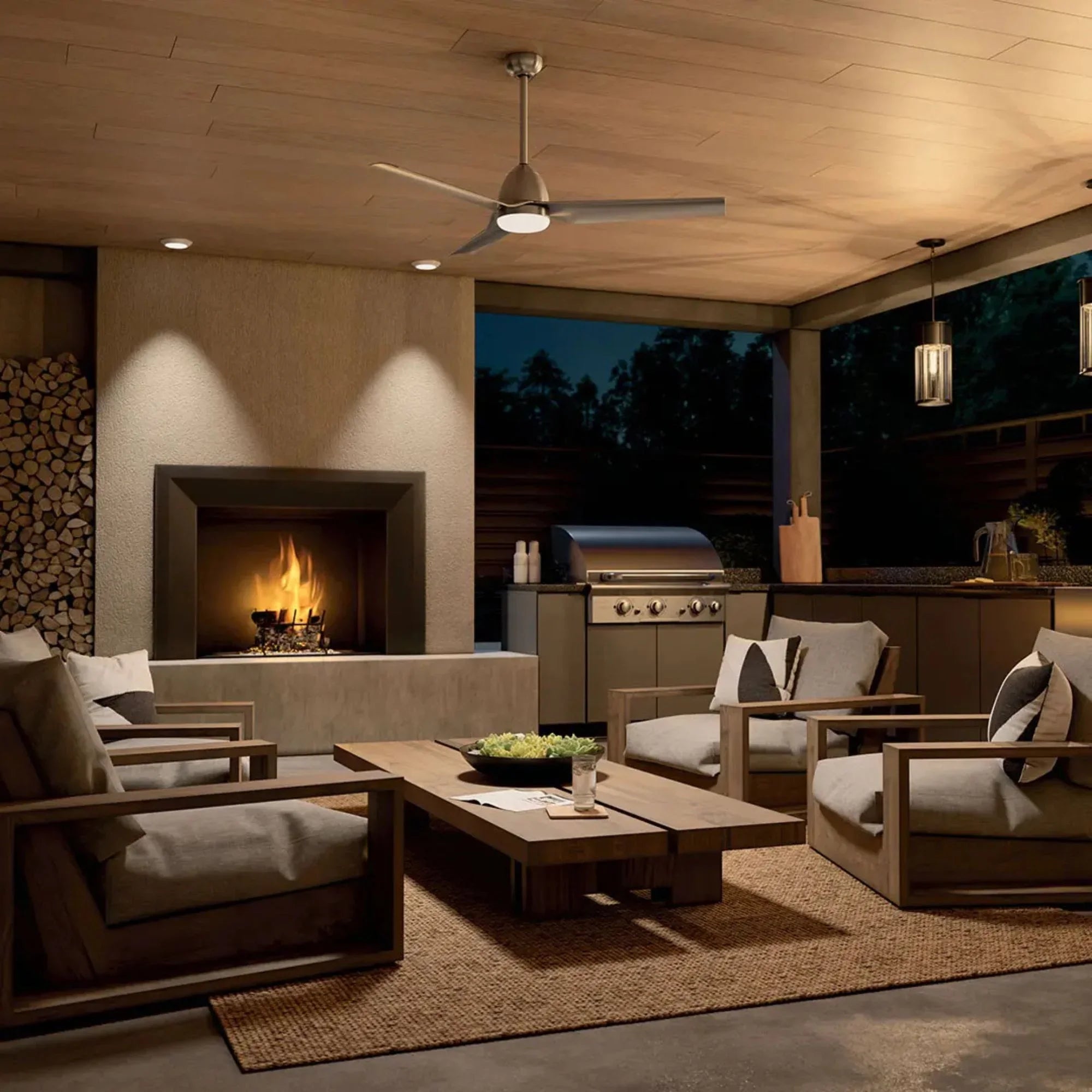 Fit 54" Brushed Nickel Wet Rated LED Ceiling Fan