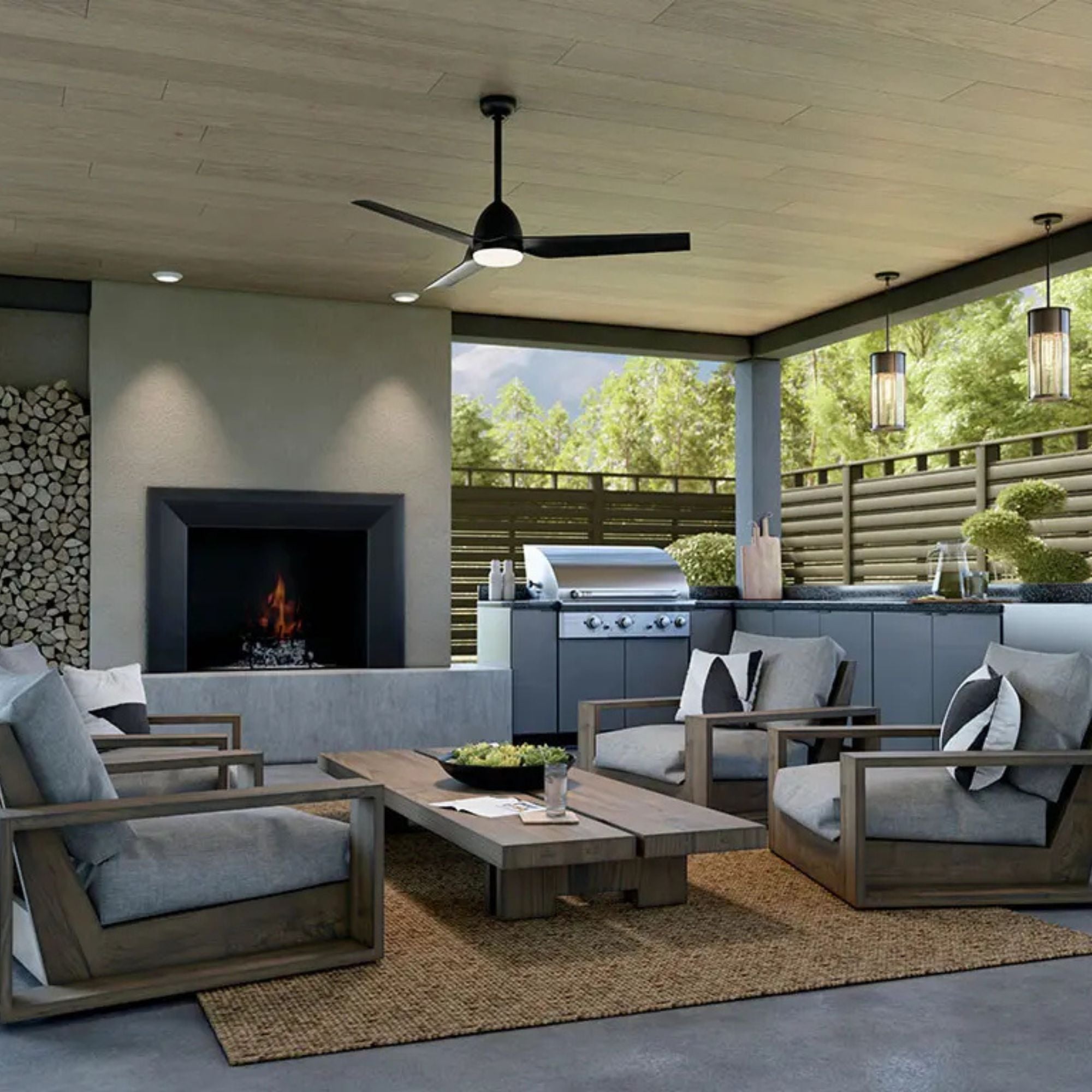 Fit 54" Satin Black Wet Rated LED Ceiling Fan
