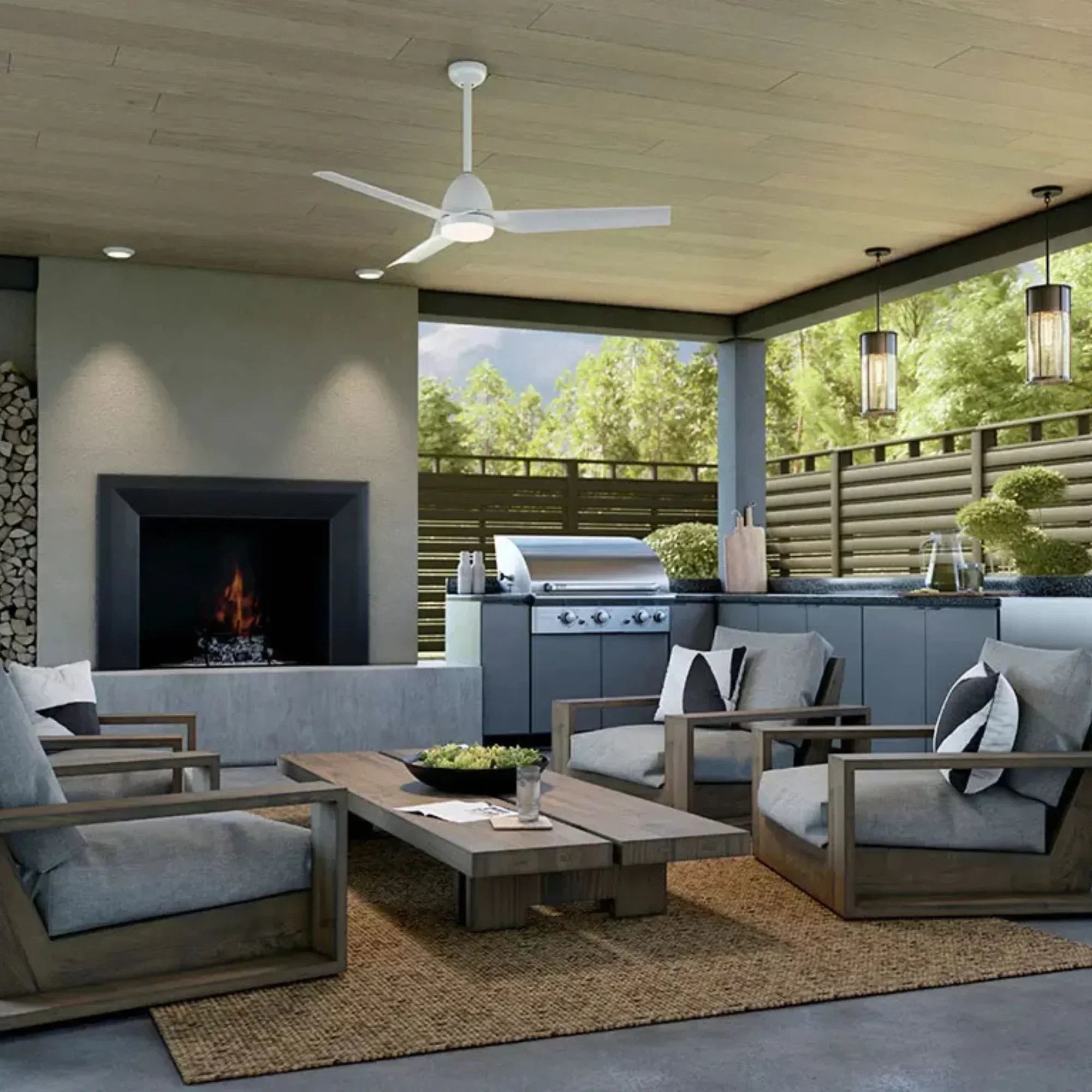 Fit 54" White Wet Rated LED Ceiling Fan