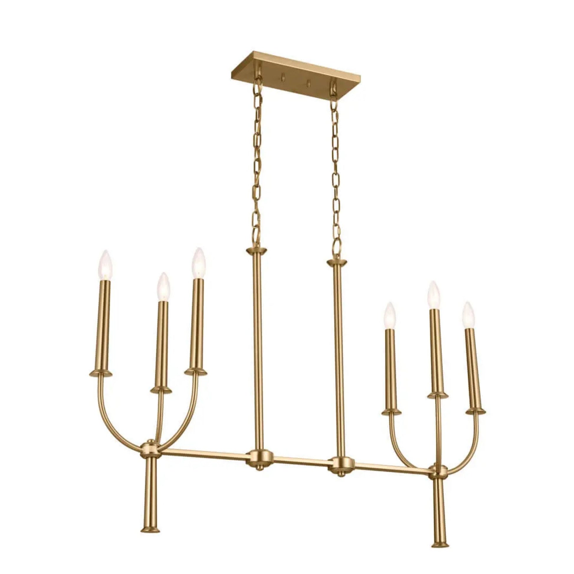 Kichler Lighting - Florence 40" 6-Light Linear Chandelier, Brushed Natural Brass Finish | Bees Lighting