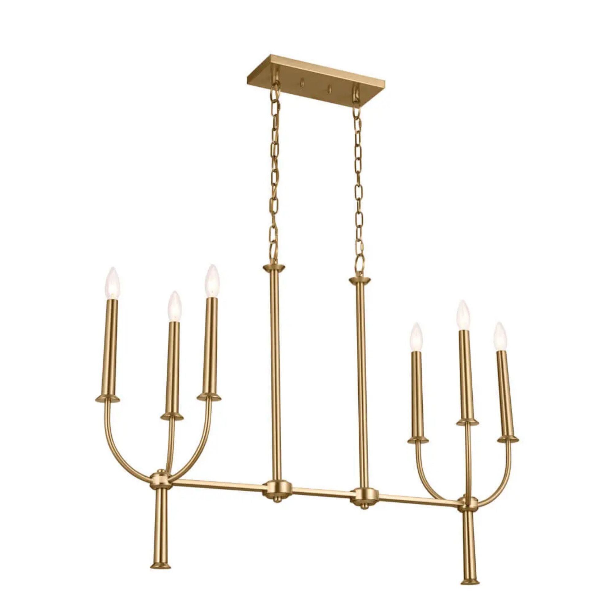 Kichler Lighting - Florence 40" 6-Light Linear Chandelier, Brushed Natural Brass Finish | Bees Lighting