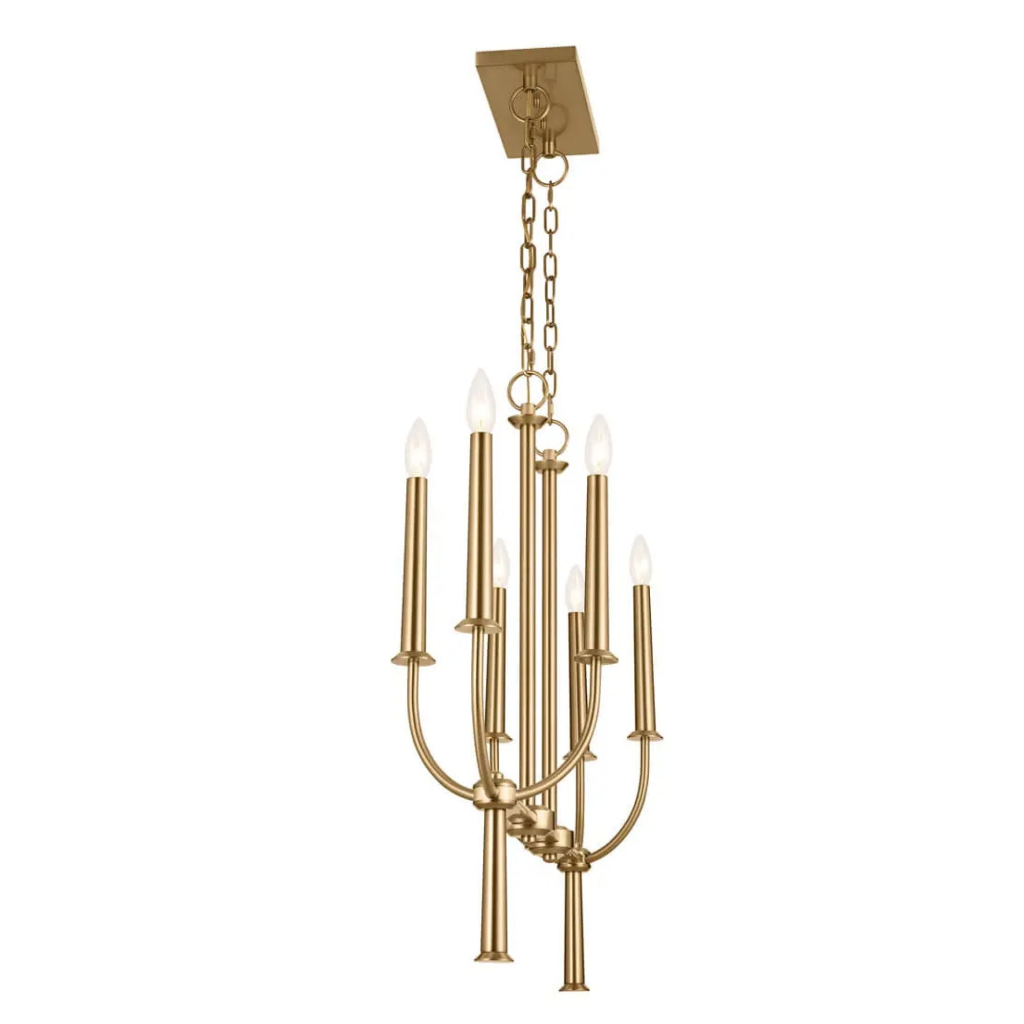 Kichler Lighting - Florence 40" 6-Light Linear Chandelier, Brushed Natural Brass Finish | Bees Lighting
