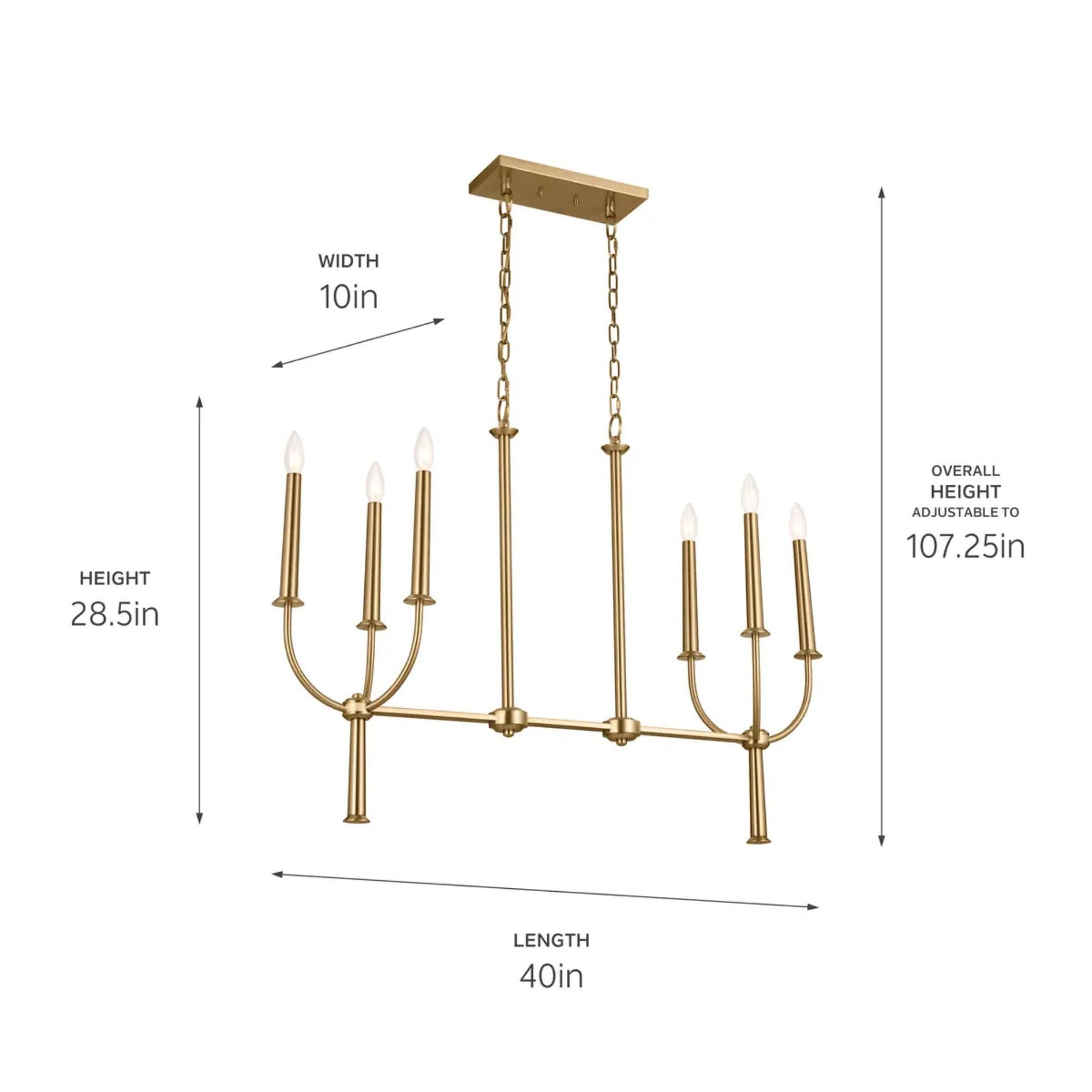 Kichler Lighting - Florence 40" 6-Light Linear Chandelier, Brushed Natural Brass Finish | Bees Lighting