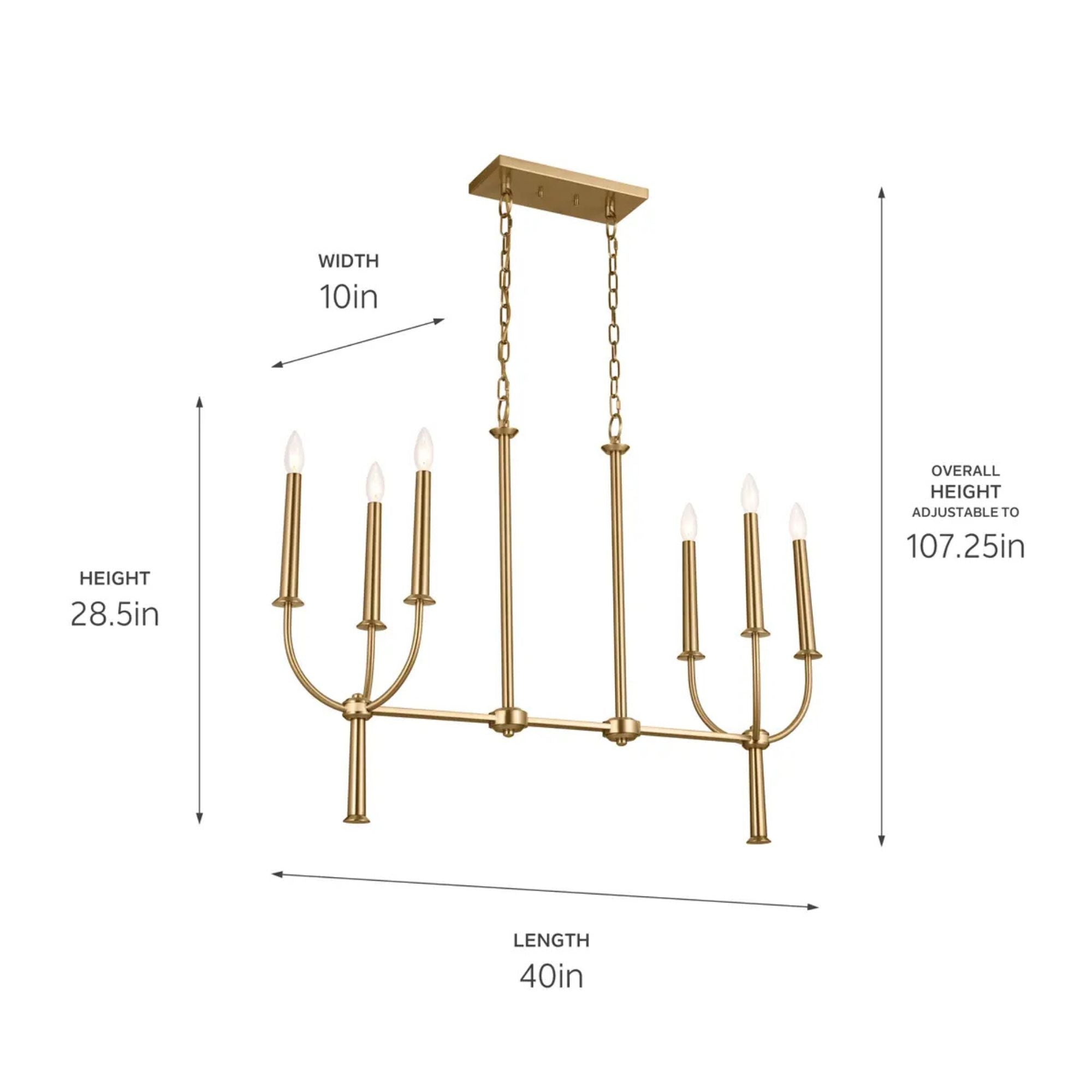 Kichler Lighting - Florence 40" 6-Light Linear Chandelier, Brushed Natural Brass Finish | Bees Lighting