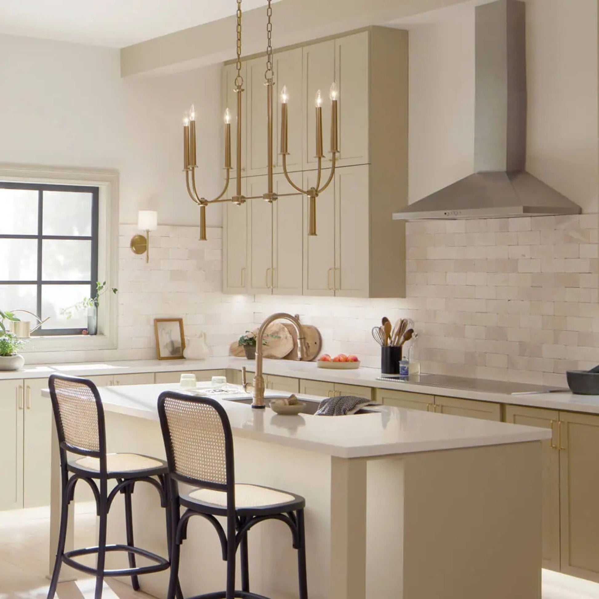 Kichler Lighting - Florence 40" 6-Light Linear Chandelier, Brushed Natural Brass Finish | Bees Lighting