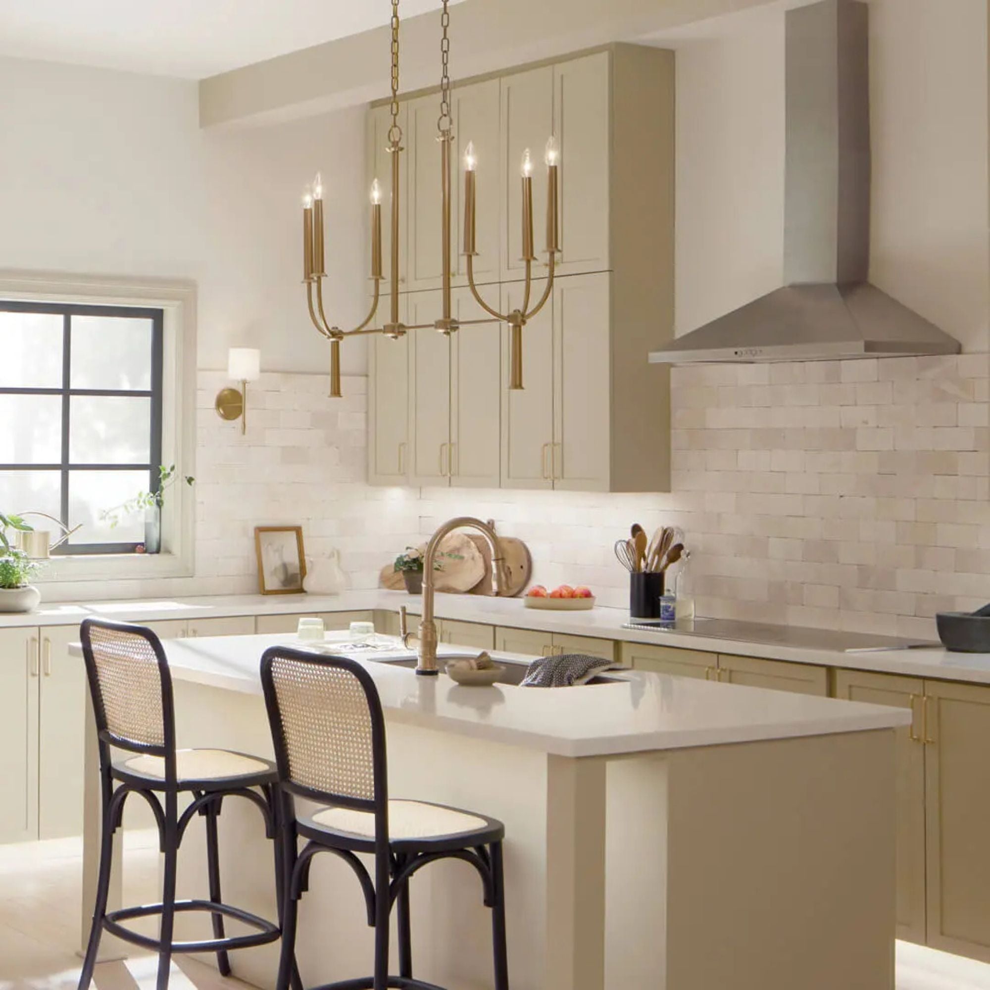 Kichler Lighting - Florence 40" 6-Light Linear Chandelier, Brushed Natural Brass Finish | Bees Lighting